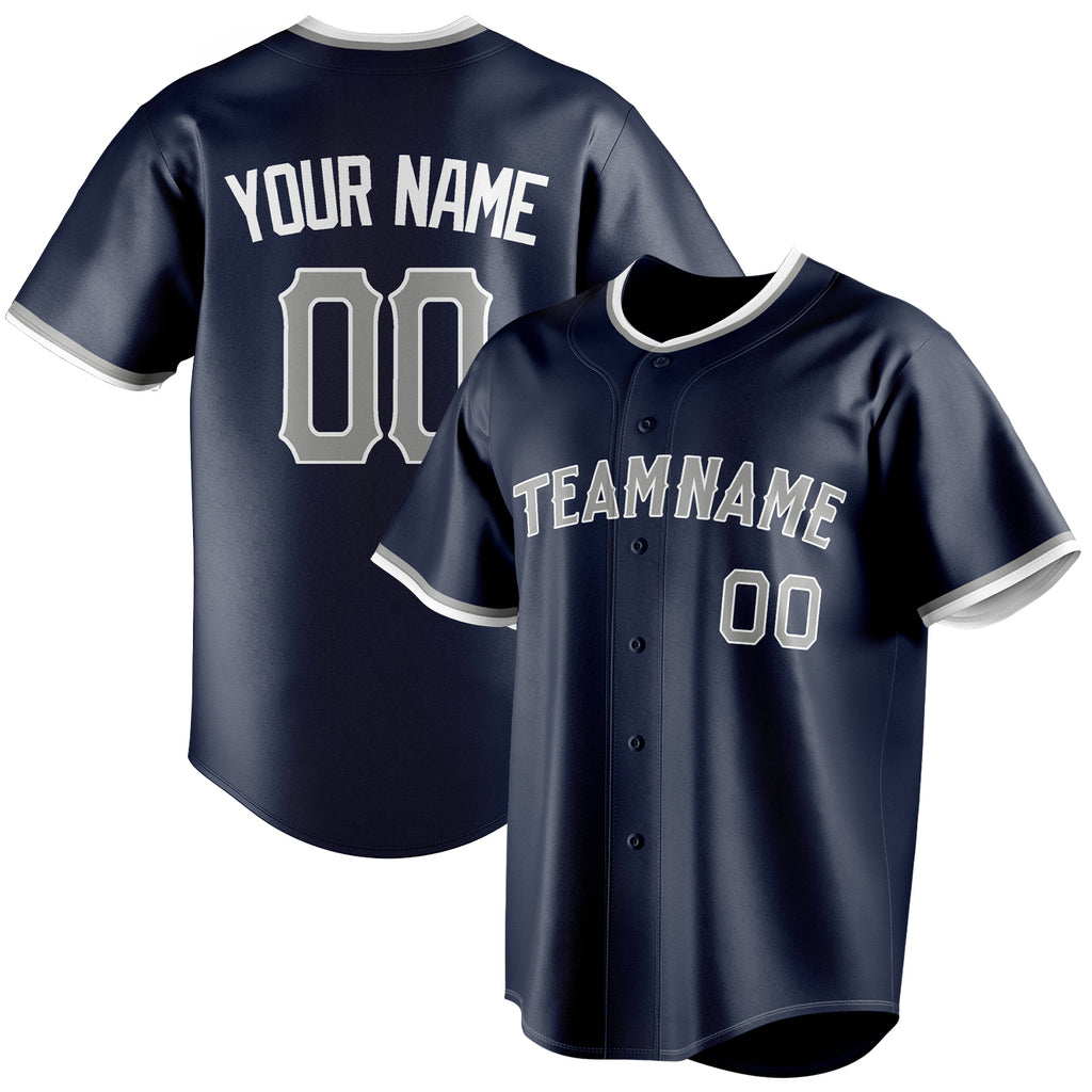 Personalized Navy & Gray Color Fan Baseball Jersey BB01240531WY482
