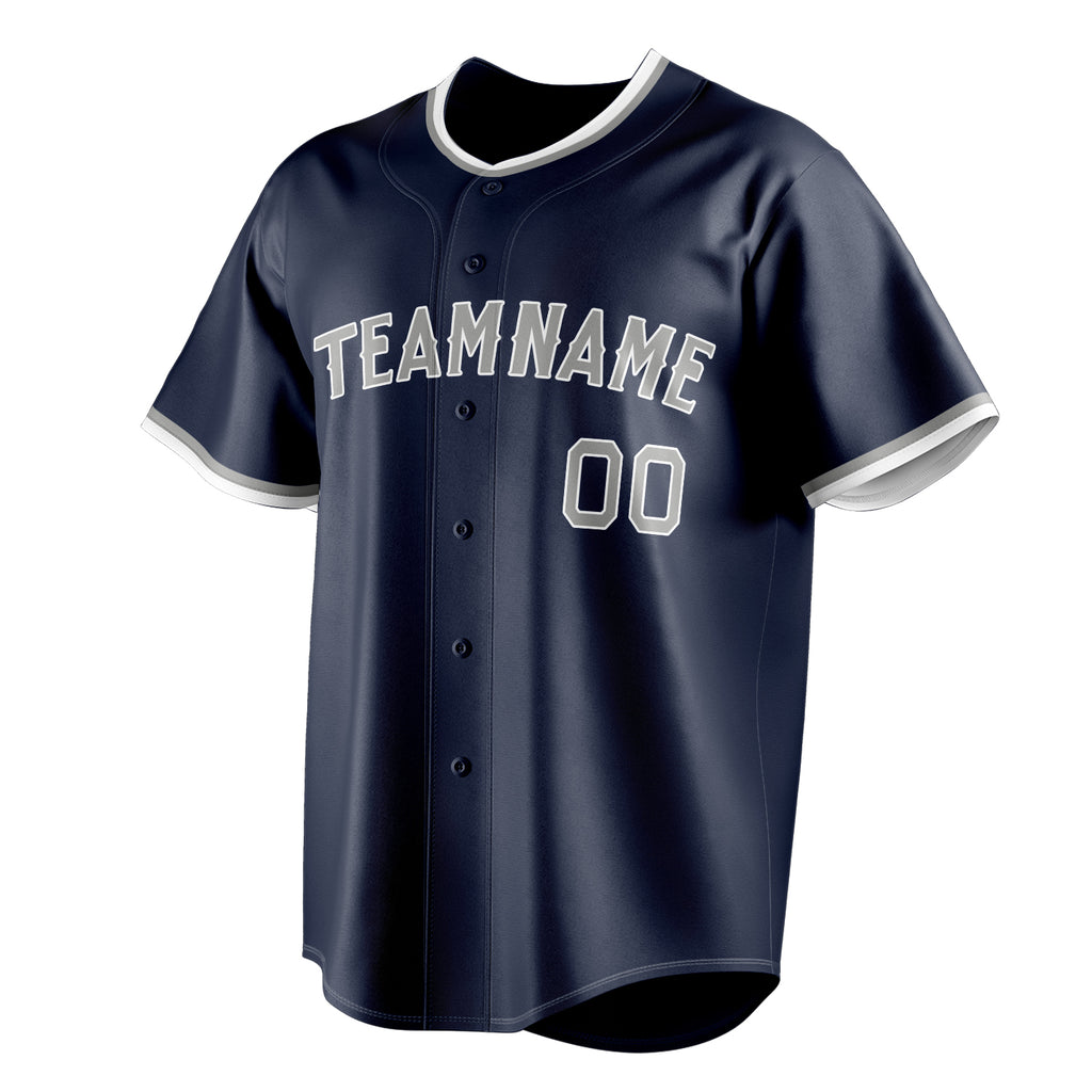 Personalized Navy & Gray Color Fan Baseball Jersey