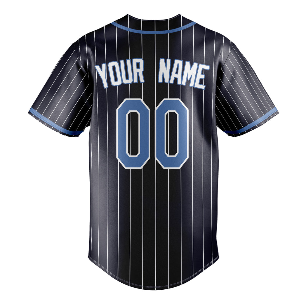 Personalized Navy & Light Blue White Pinstripe Fan Baseball Jersey