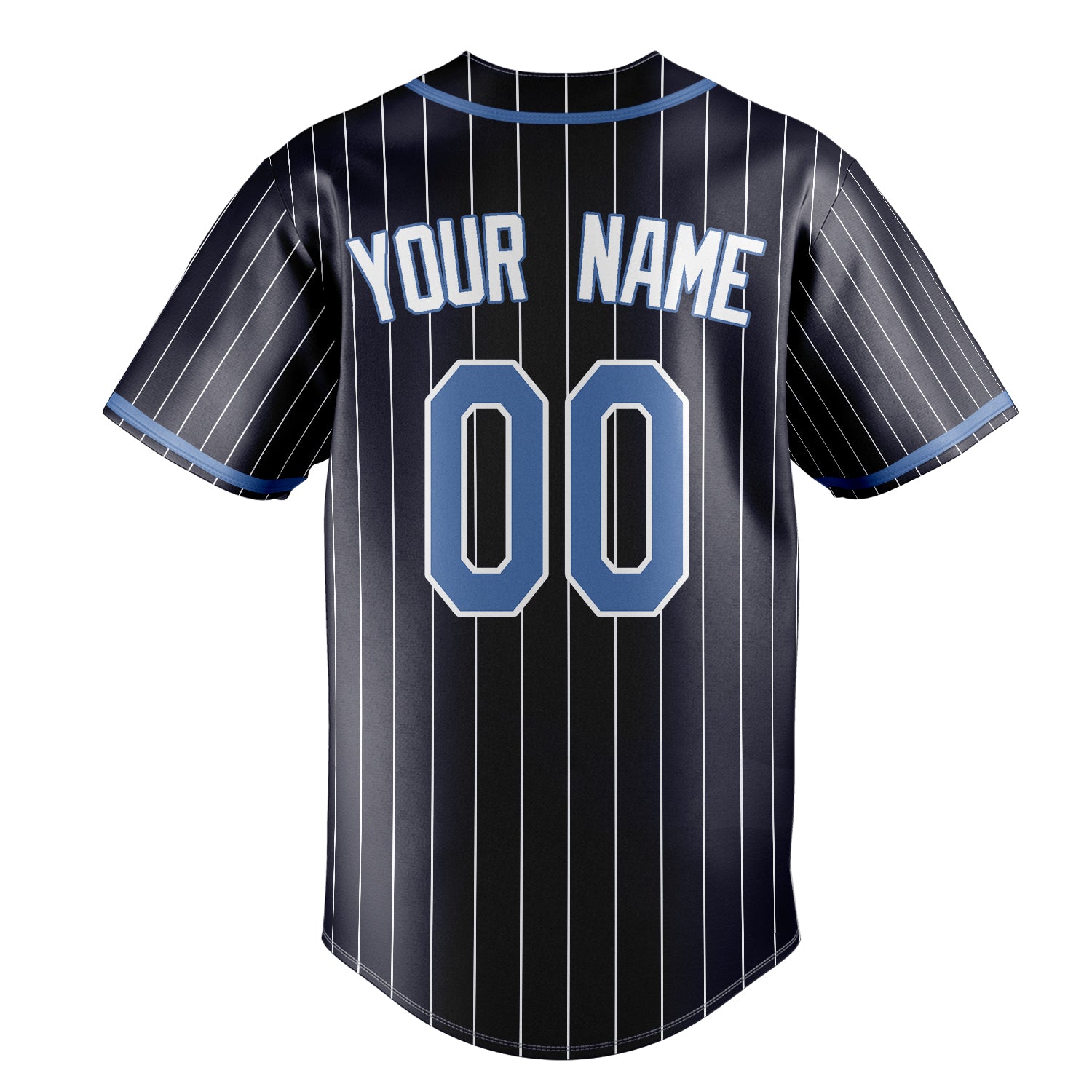 Personalized Navy & Light Blue White Pinstripe Fan Baseball Jersey