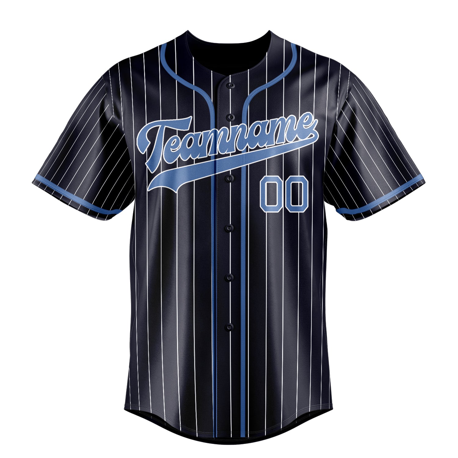 Personalized Navy & Light Blue White Pinstripe Fan Baseball Jersey