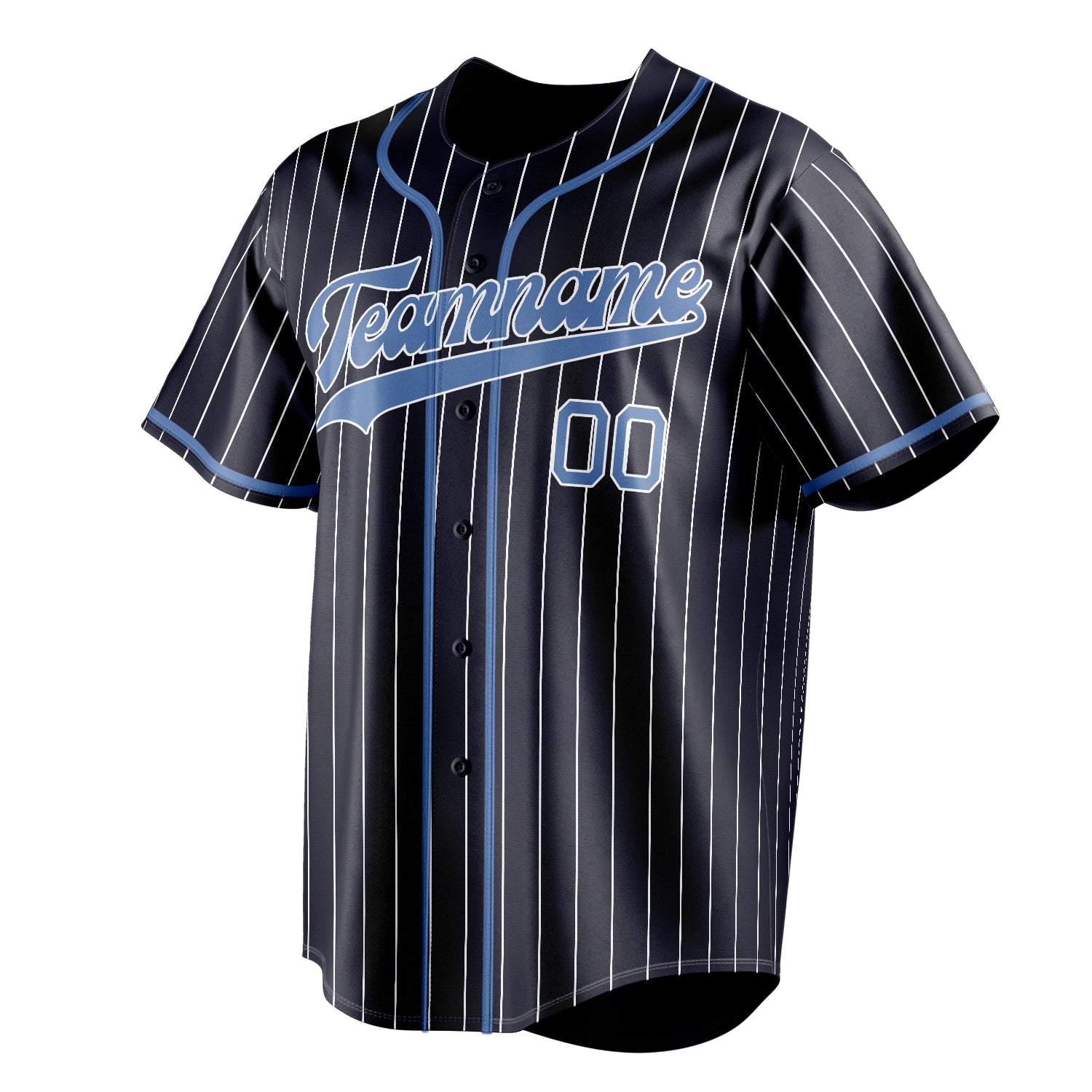 Personalized Navy & Light Blue White Pinstripe Fan Baseball Jersey