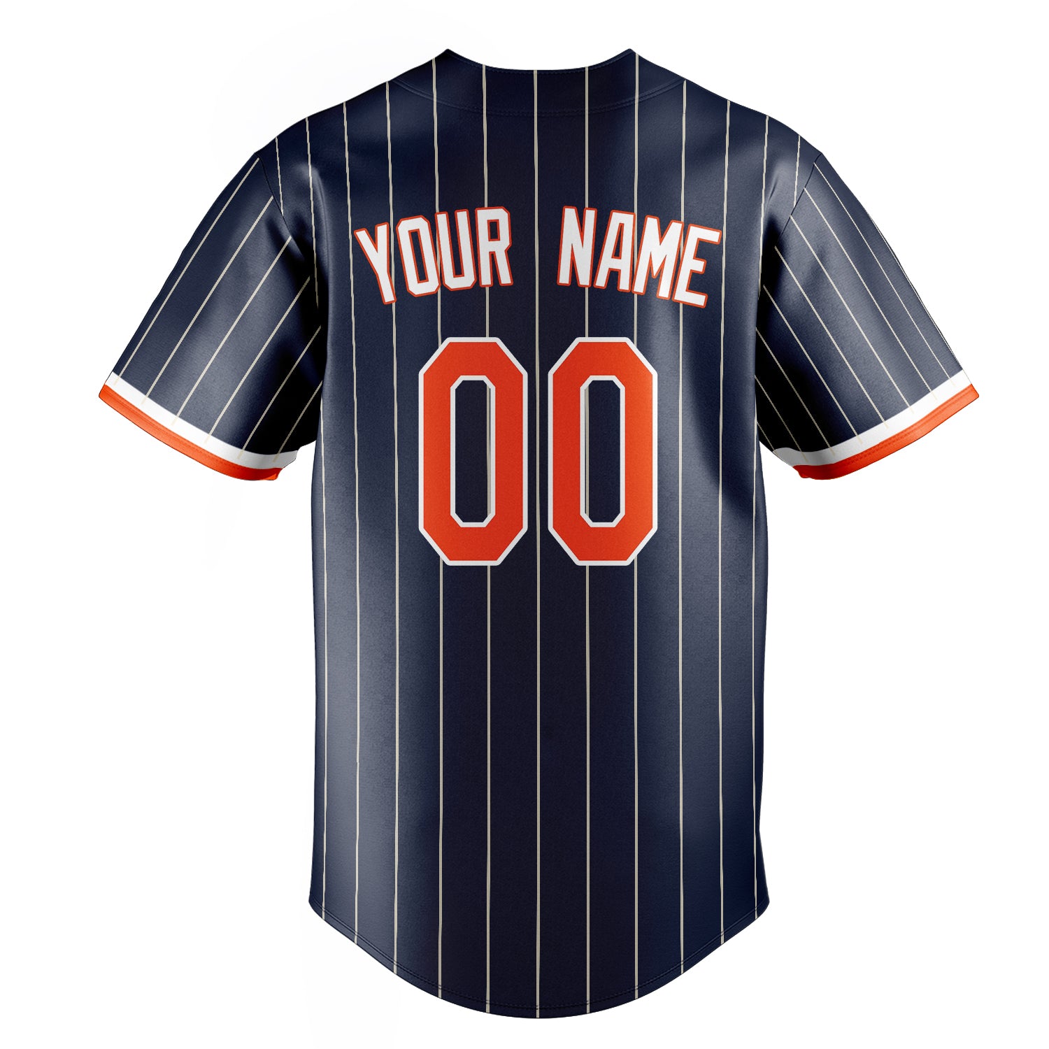 Personalized Navy & Orange Cream Pinstripe Fan Baseball Jersey