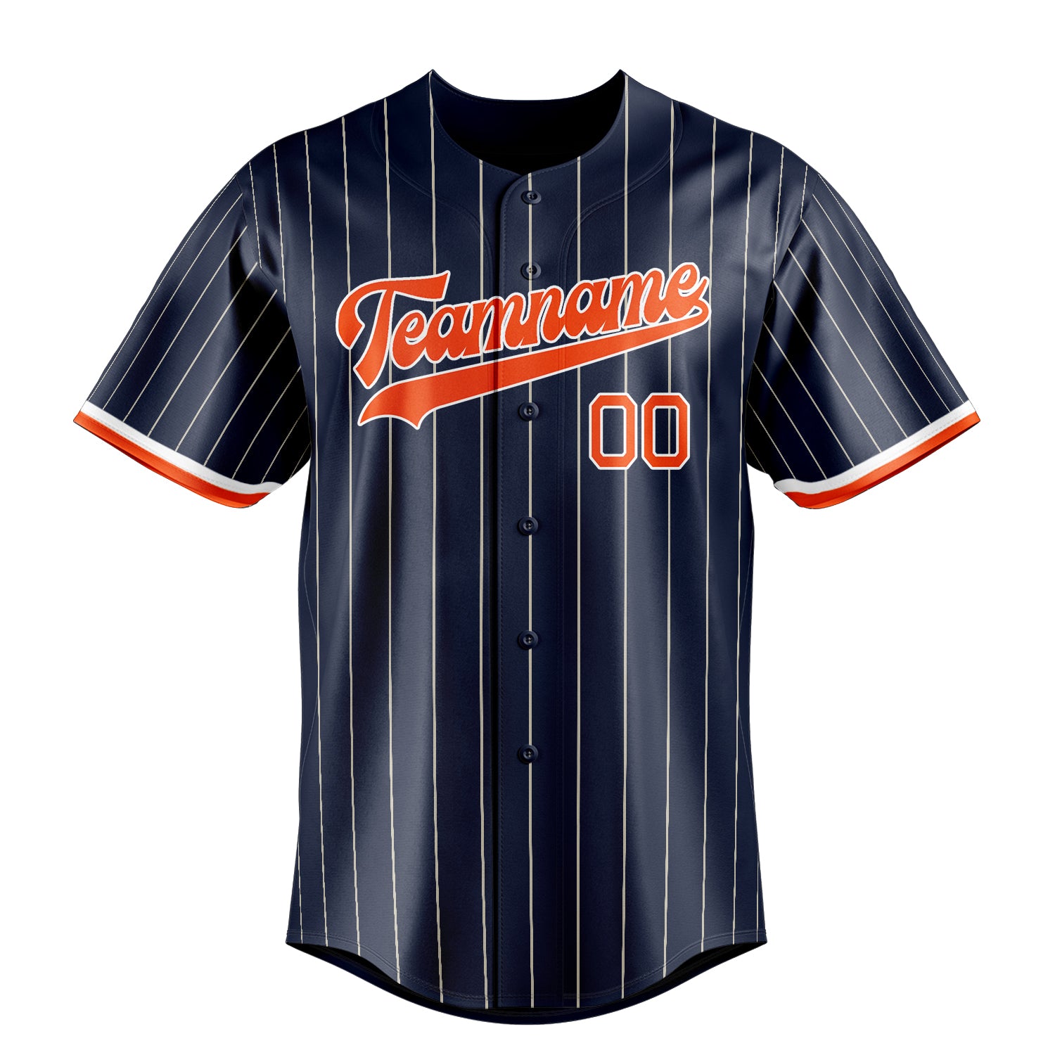 Personalized Navy & Orange Cream Pinstripe Fan Baseball Jersey