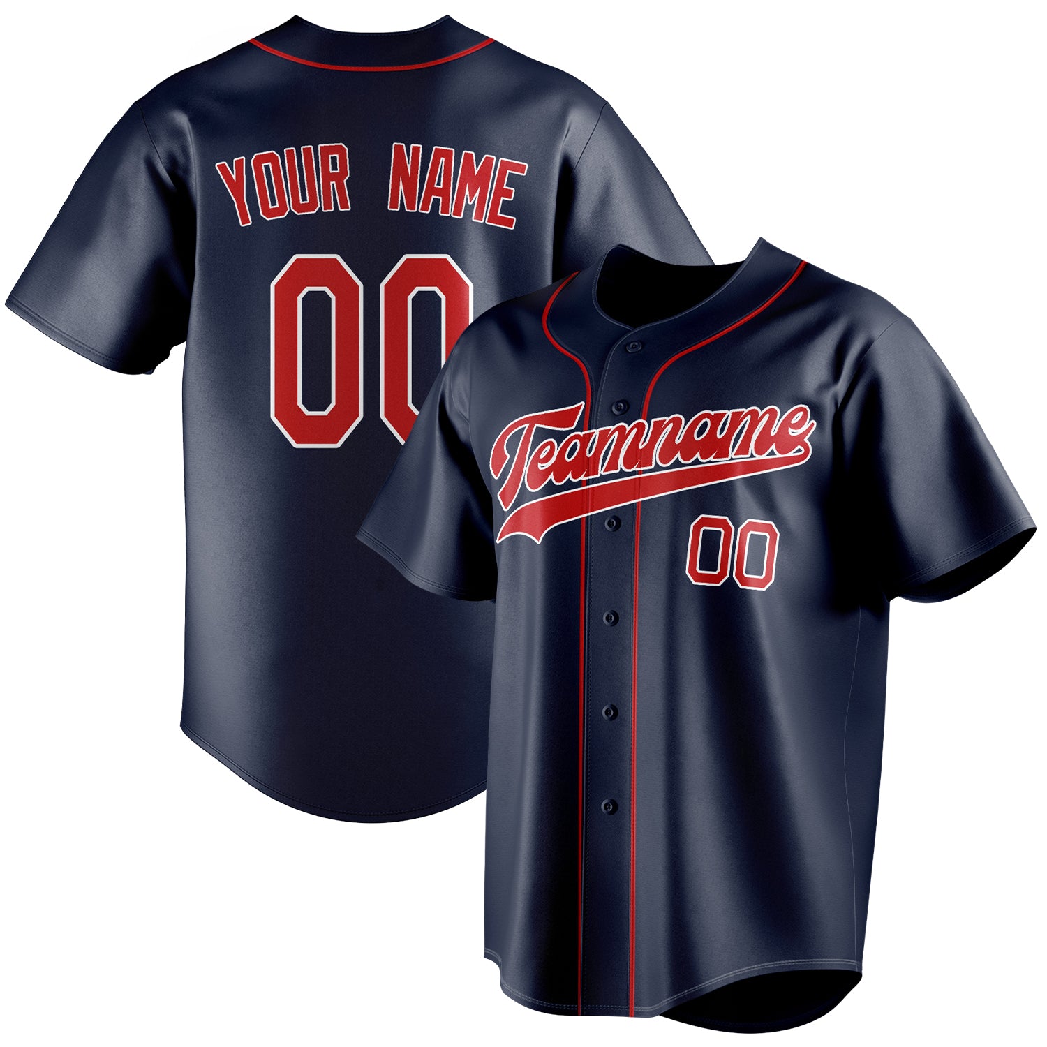 Personalized Navy & Red Color Fan Baseball Jersey BB01240531WY487
