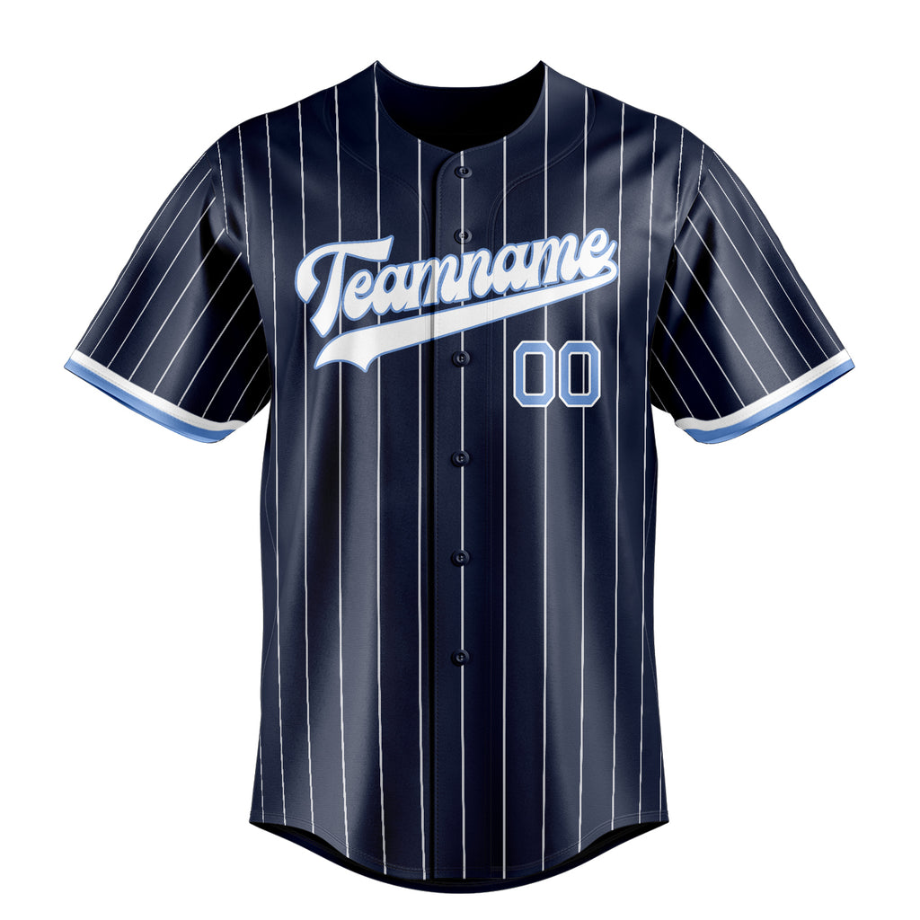 Personalized Navy & White White Pinstripe Fan Baseball Jersey
