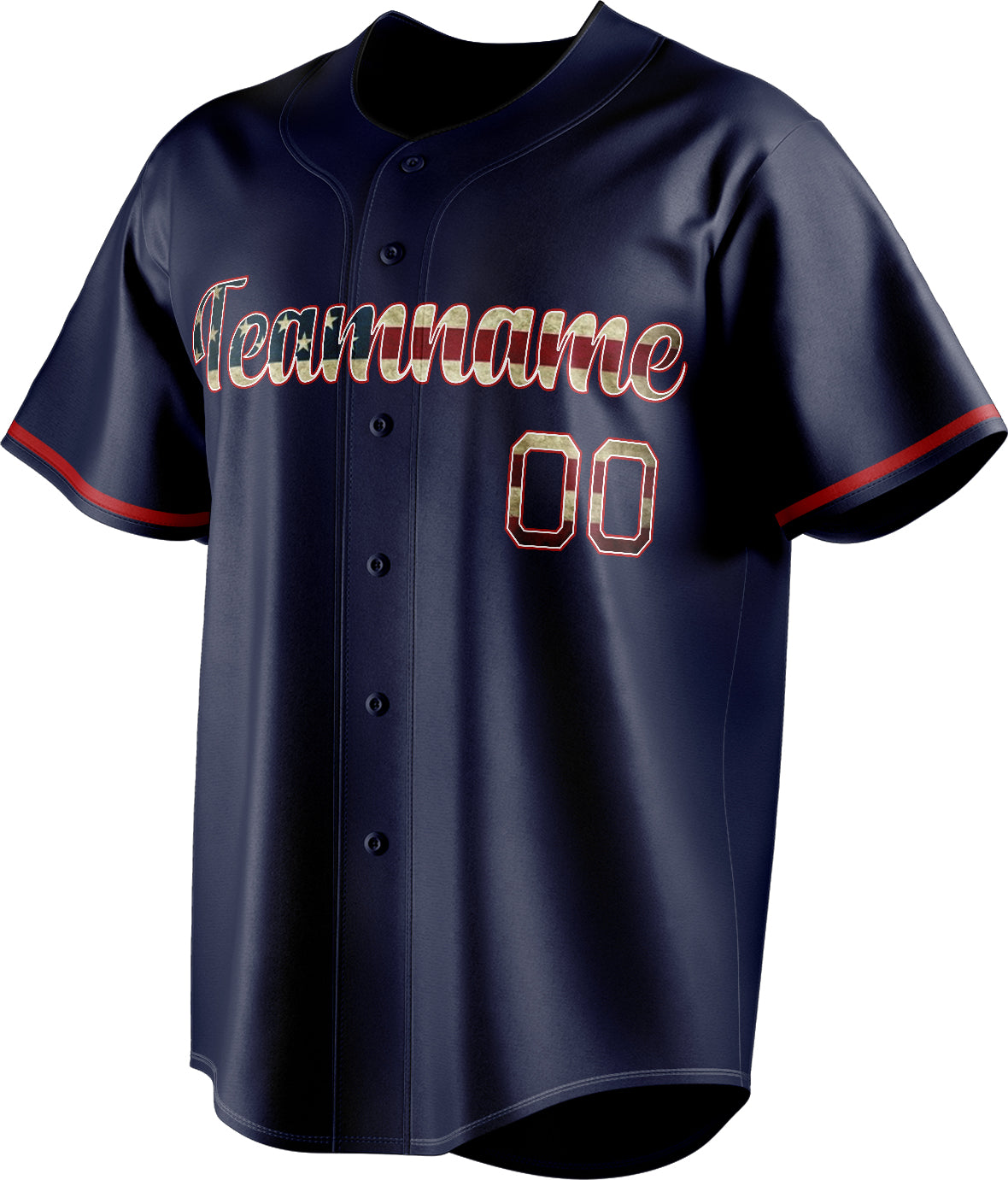 Personalized Navy & Red Color Fan Baseball Jersey