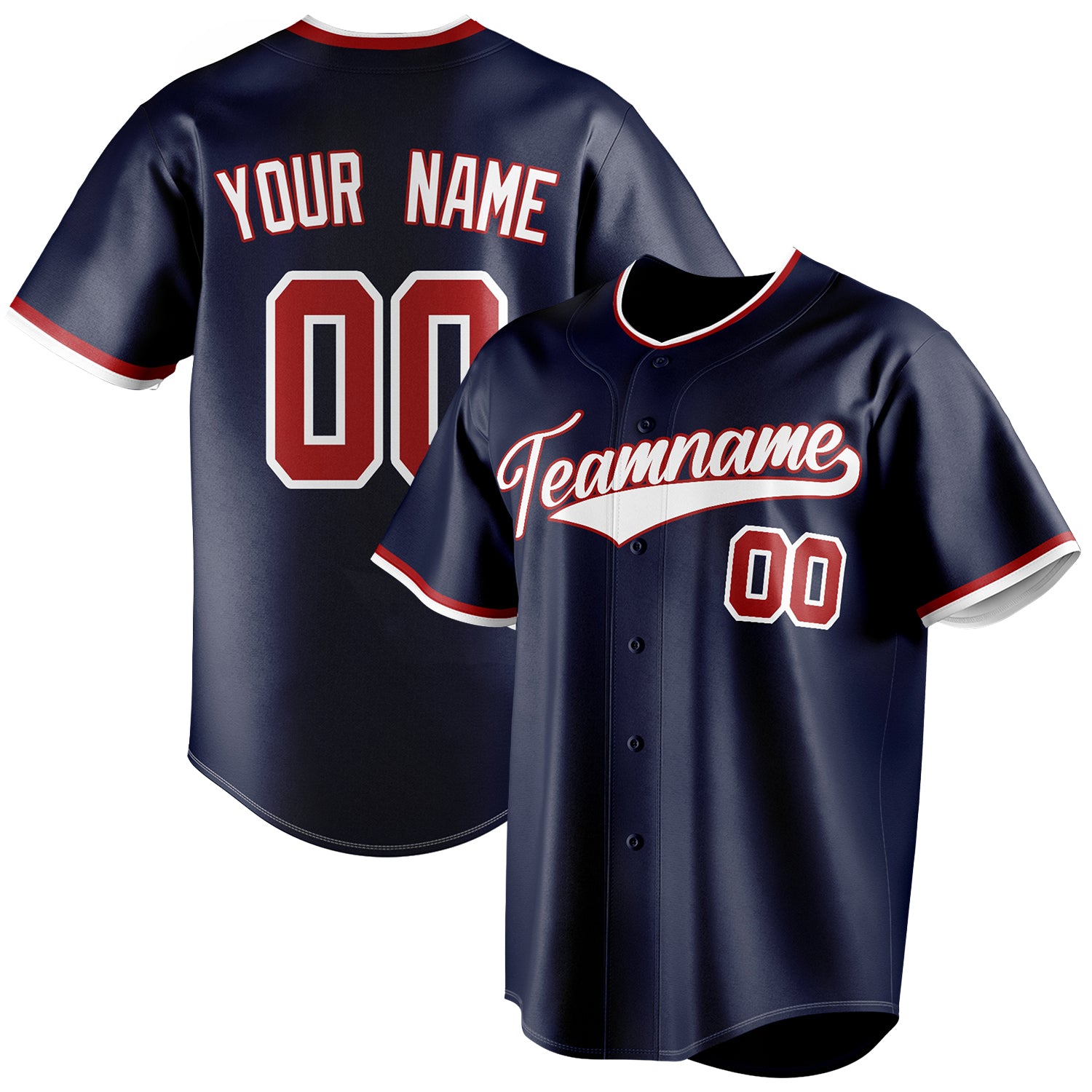 Personalized Navy & White Color Fan Baseball Jersey BB01240531WY492