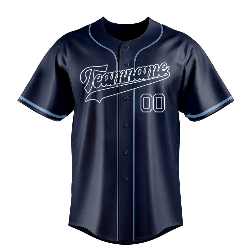 Personalized Navy & Powder Blue Color Fan Baseball Jersey