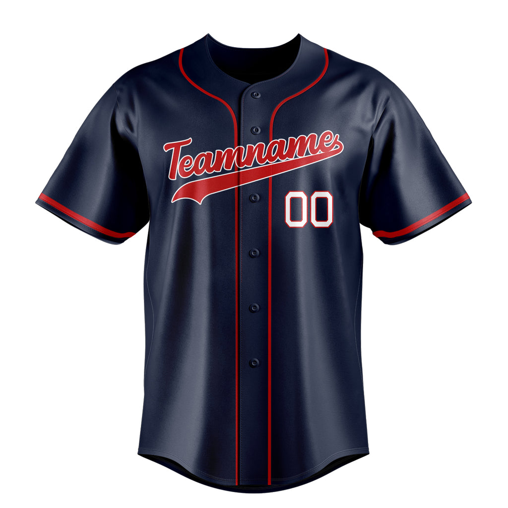 Personalized Navy & Red Color Fan Baseball Jersey
