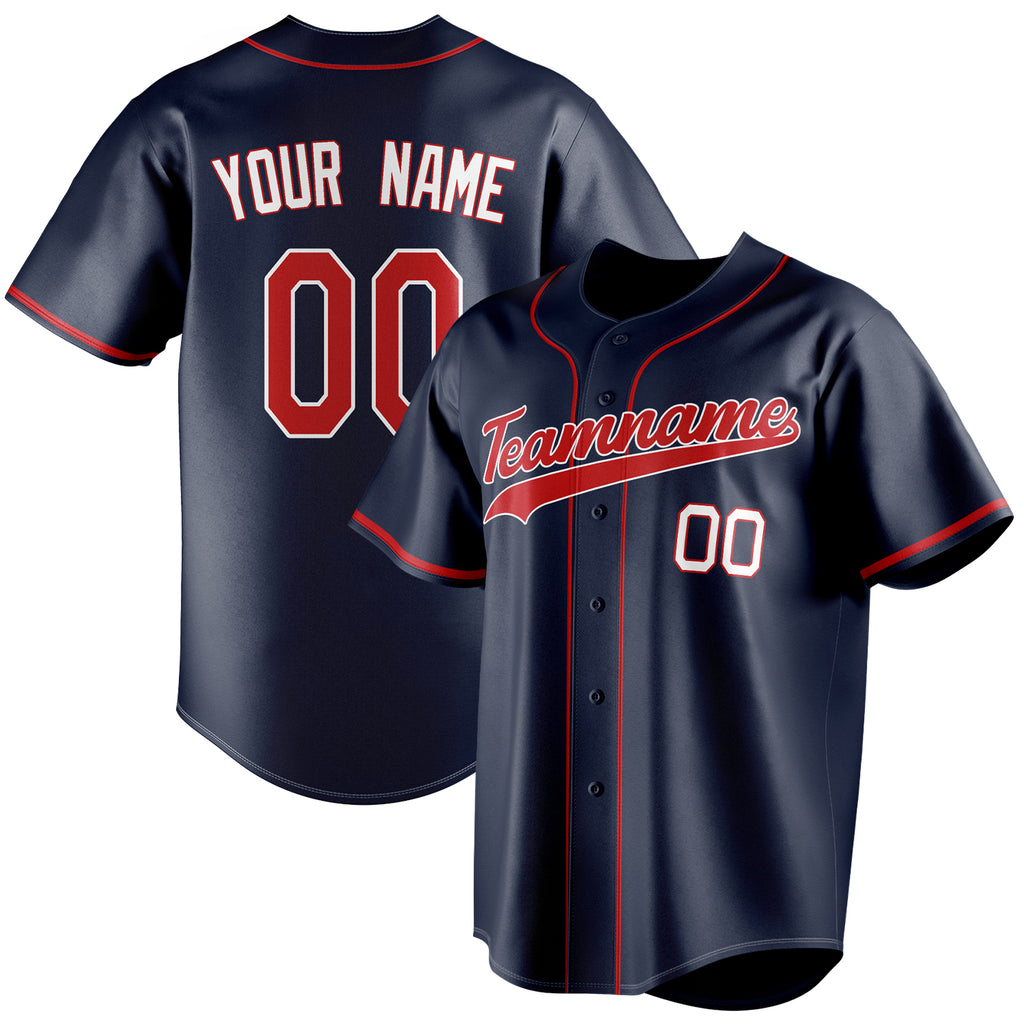 Personalized Navy & Red Color Fan Baseball Jersey BB01240531WY494