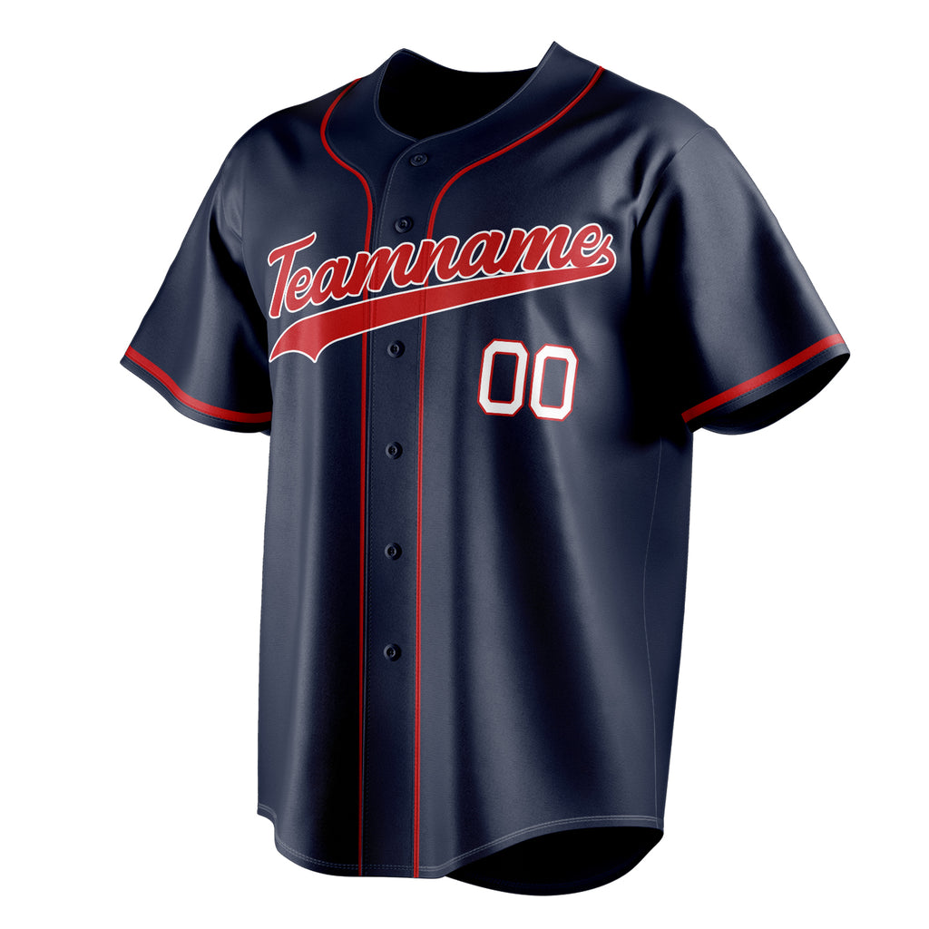 Personalized Navy & Red Color Fan Baseball Jersey