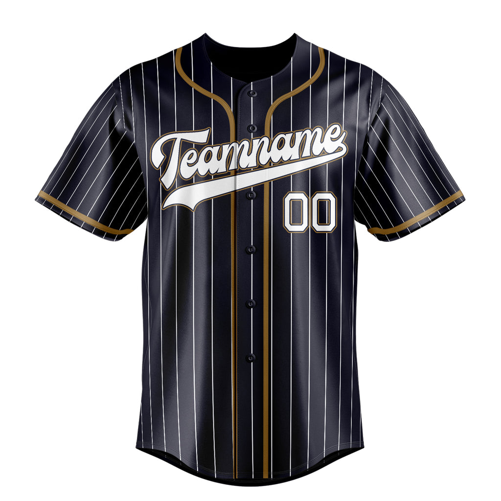 Personalized Navy & White White Pinstripe Fan Baseball Jersey