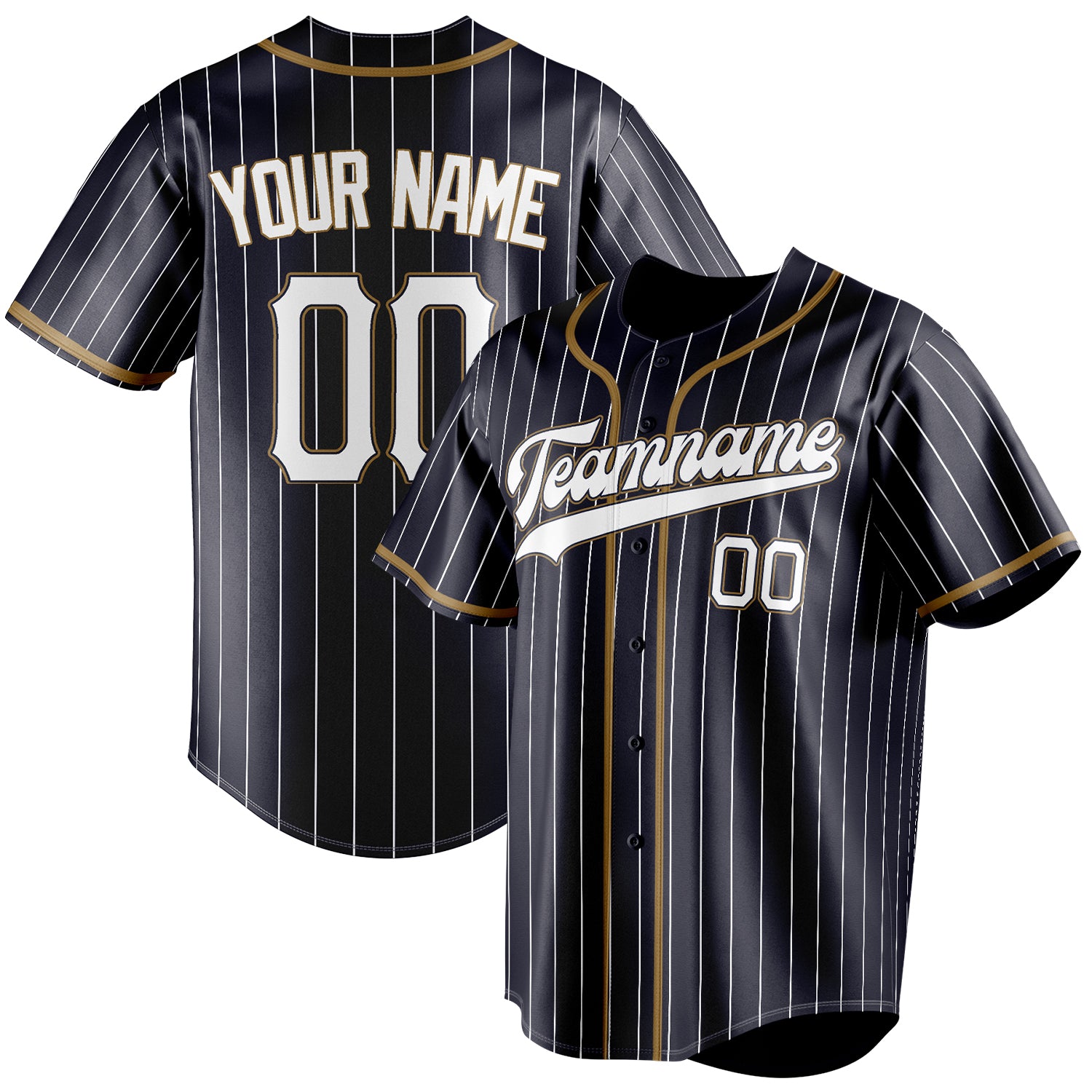 Personalized Navy & White White Pinstripe Fan Baseball Jersey BB01240531WY495