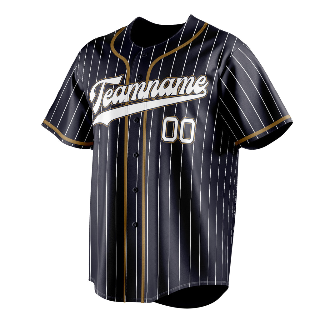 Personalized Navy & White White Pinstripe Fan Baseball Jersey