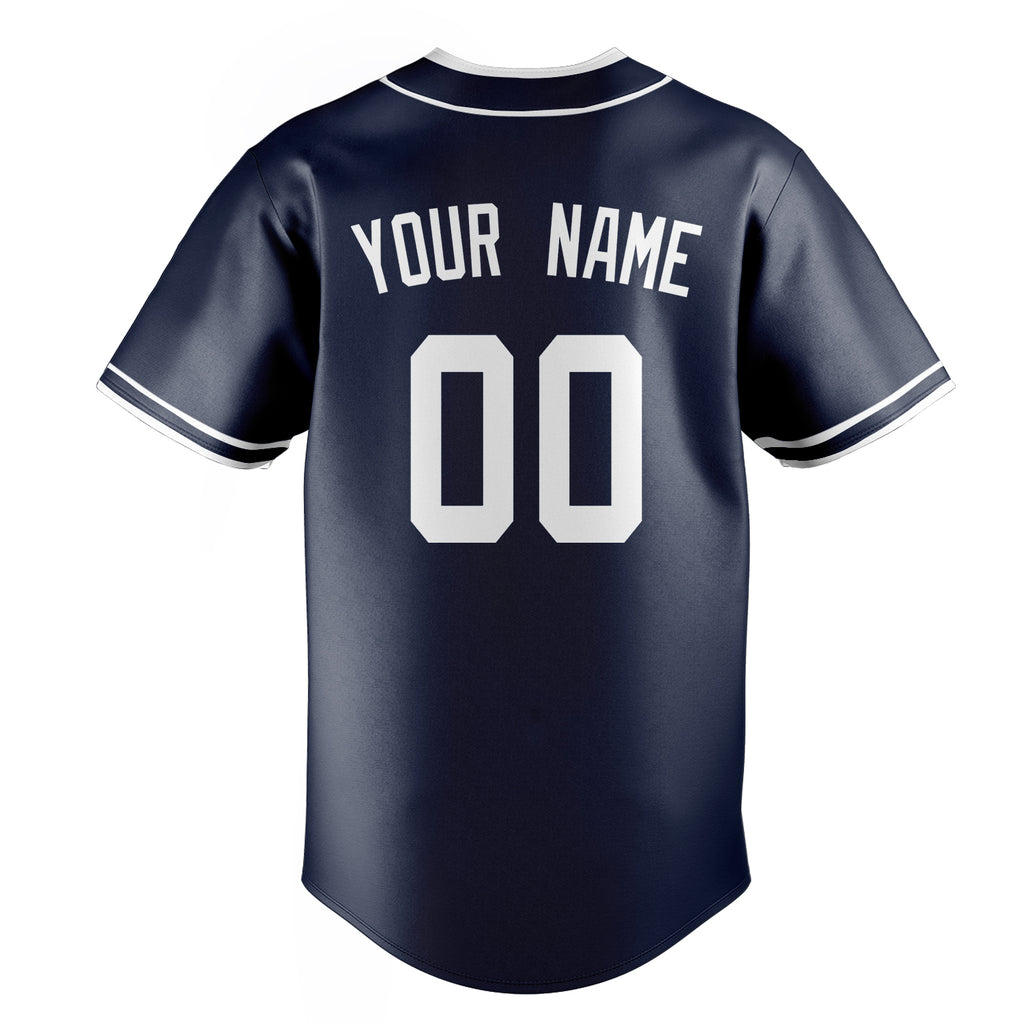 Personalized Navy & White Color Fan Baseball Jersey