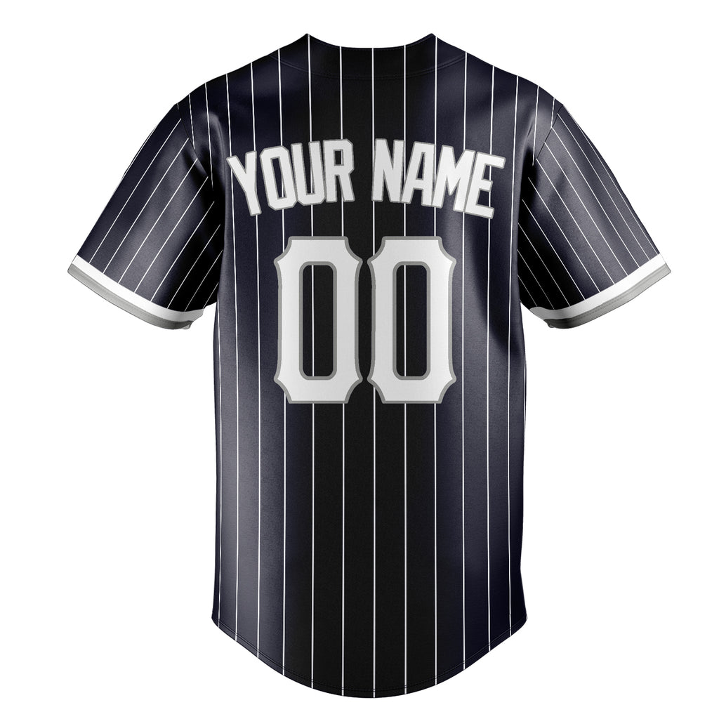 Personalized Navy & White White Pinstripe Fan Baseball Jersey