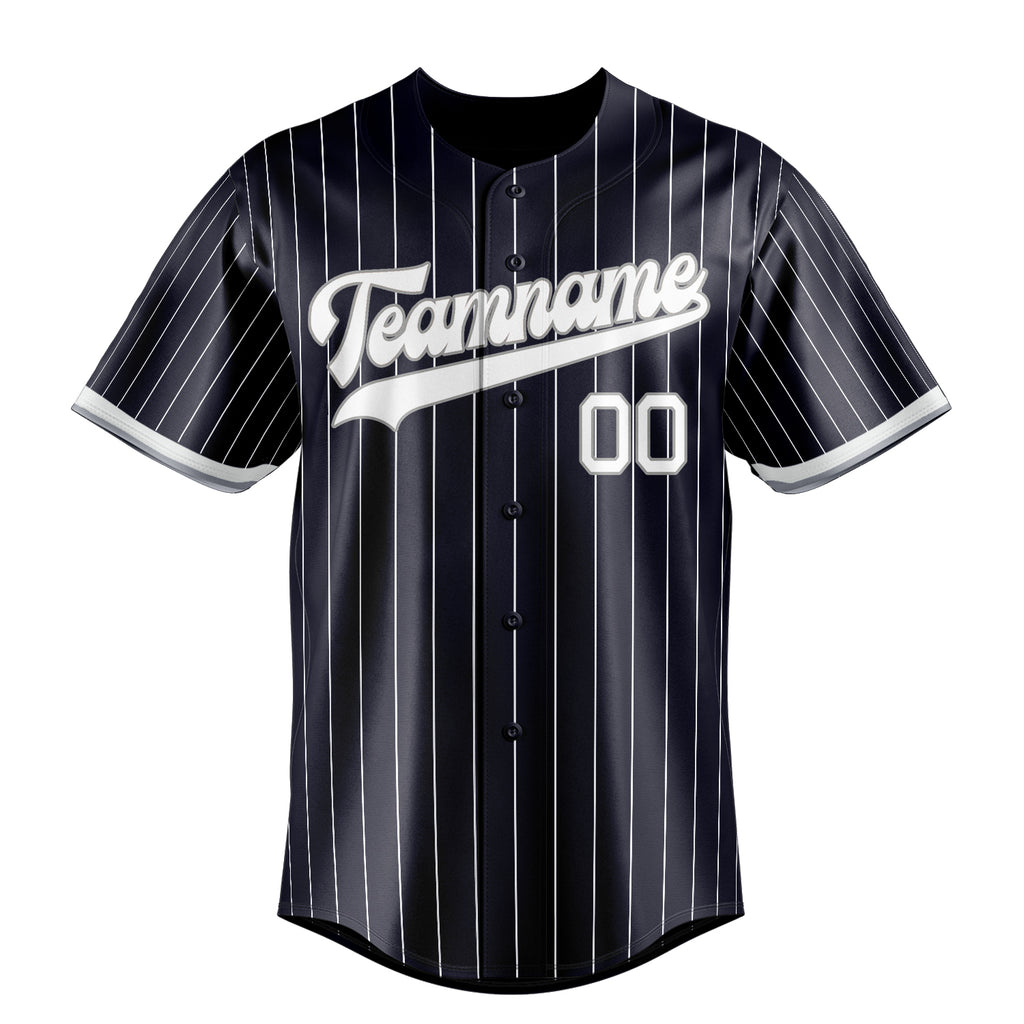 Personalized Navy & White White Pinstripe Fan Baseball Jersey