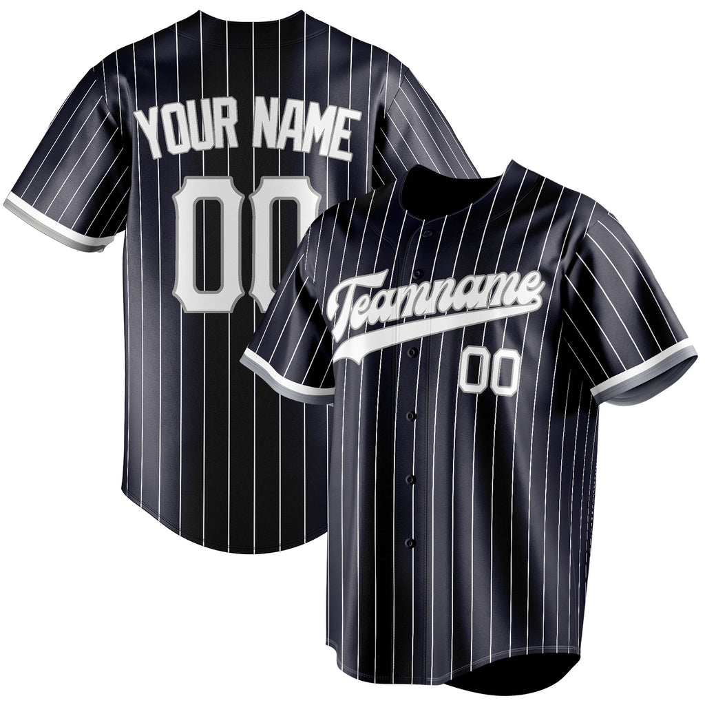 Personalized Navy & White White Pinstripe Fan Baseball Jersey BB01240531WY498