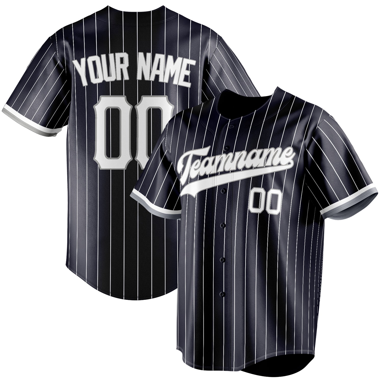 Personalized Navy & White White Pinstripe Fan Baseball Jersey BB01240531WY498