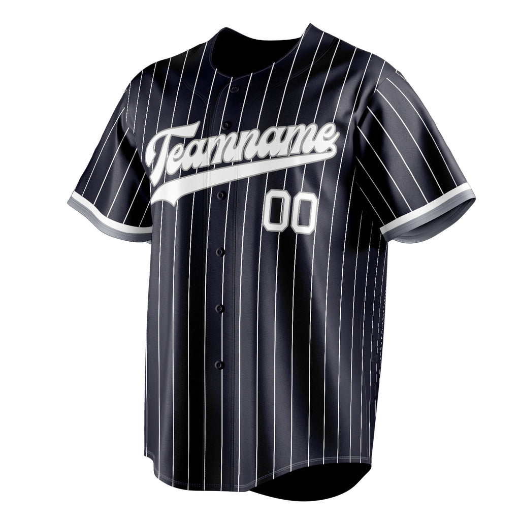 Personalized Navy & White White Pinstripe Fan Baseball Jersey
