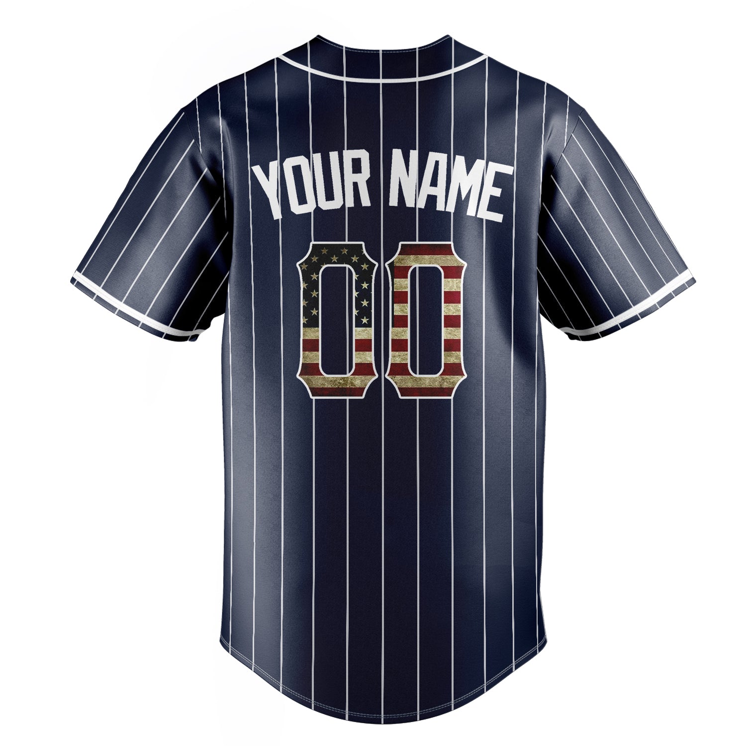 Personalized Navy & White White Pinstripe Fan Baseball Jersey