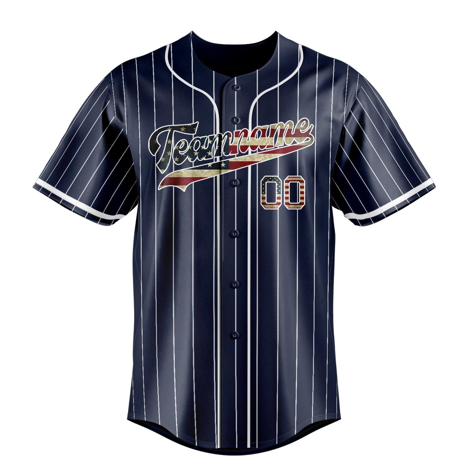 Personalized Navy & White White Pinstripe Fan Baseball Jersey