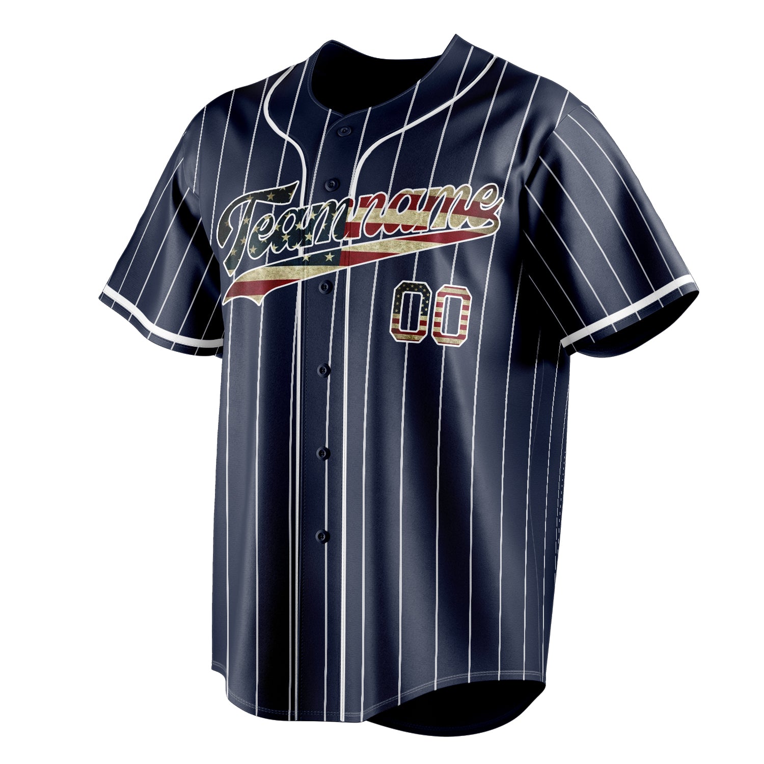 Personalized Navy & White White Pinstripe Fan Baseball Jersey