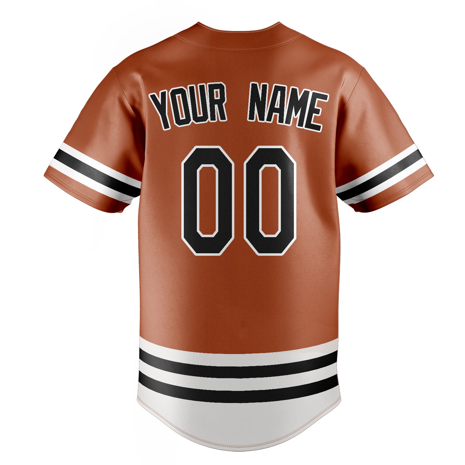 Personalized Texas Orange & Black Double Stripe Fan Baseball Jersey