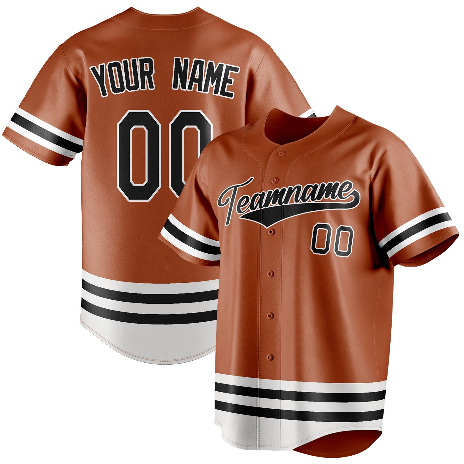 Personalized Texas Orange & Black Double Stripe Fan Baseball Jersey BB01240531WY541