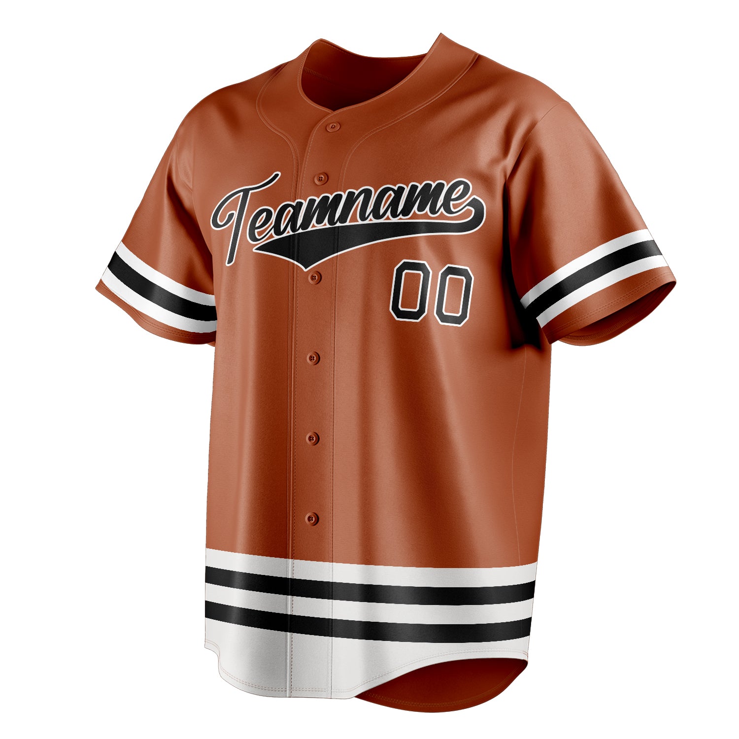 Personalized Texas Orange & Black Double Stripe Fan Baseball Jersey