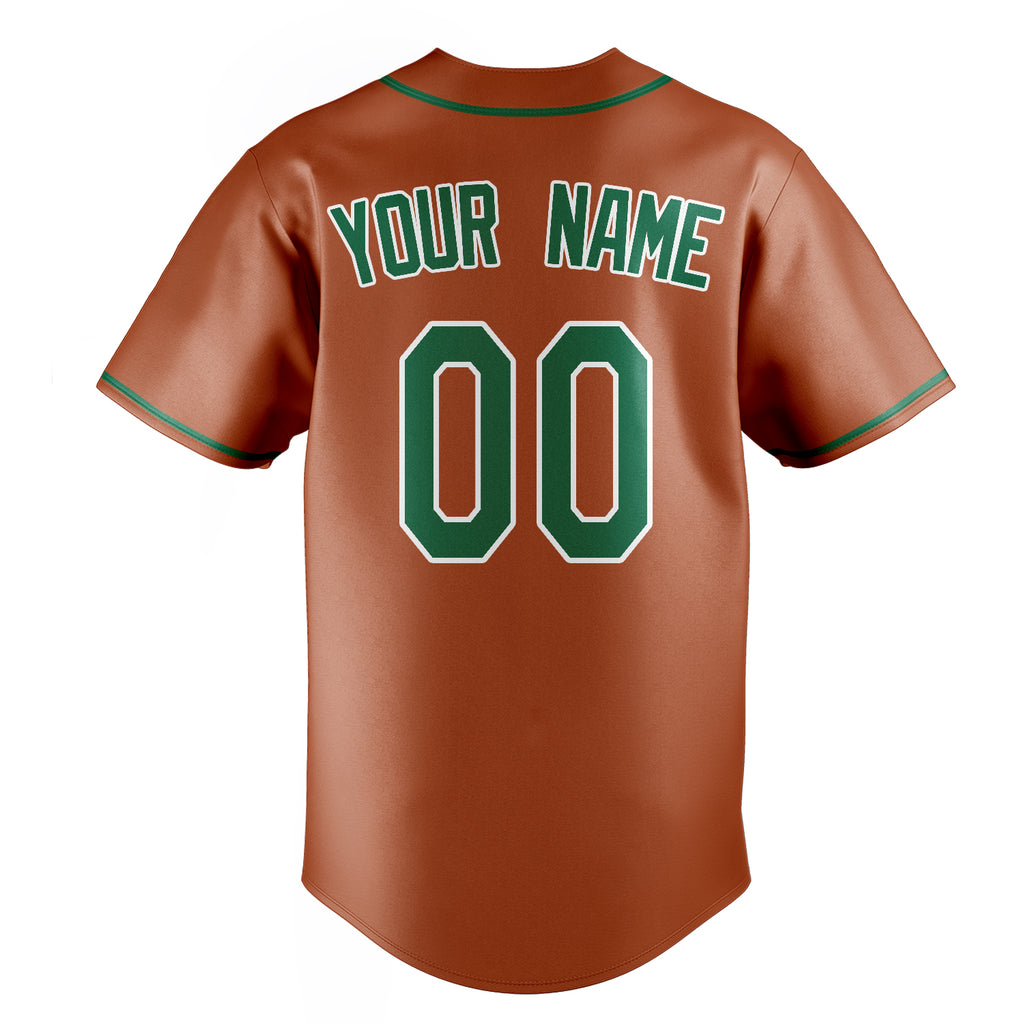 Personalized Texas Orange & Kelly Green Color Fan Baseball Jersey