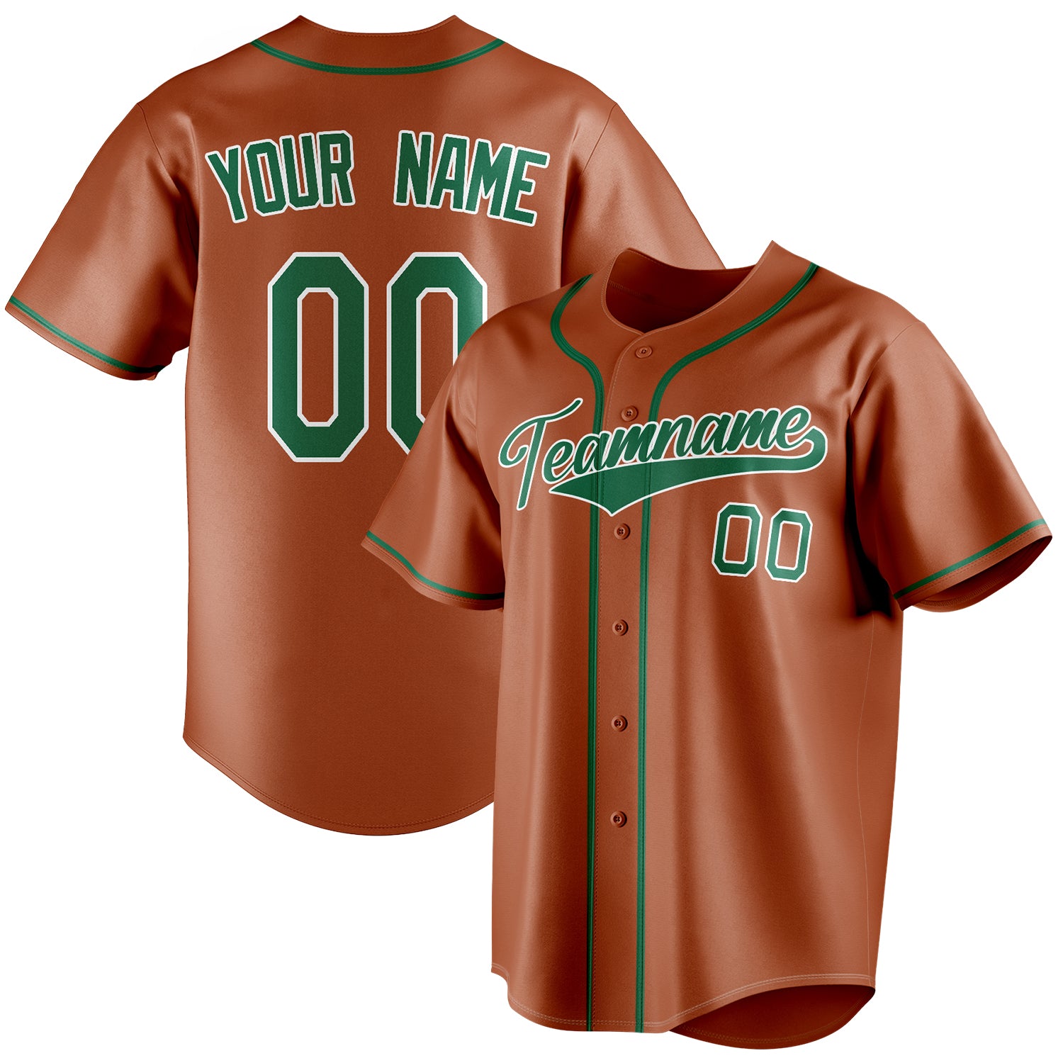 Personalized Texas Orange & Kelly Green Color Fan Baseball Jersey BB01240531WY542