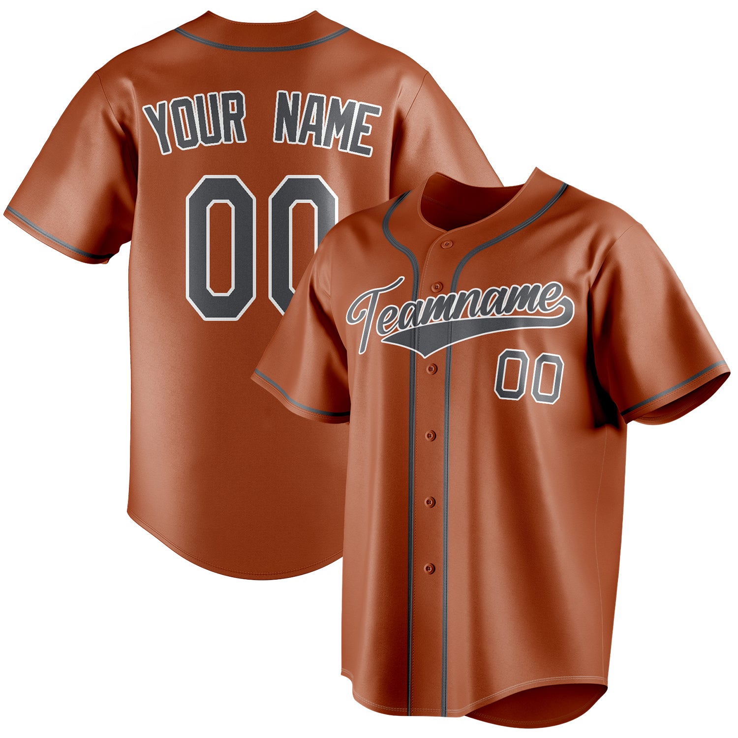 Personalized Texas Orange & Steel Gray Color Fan Baseball Jersey BB01240531WY544