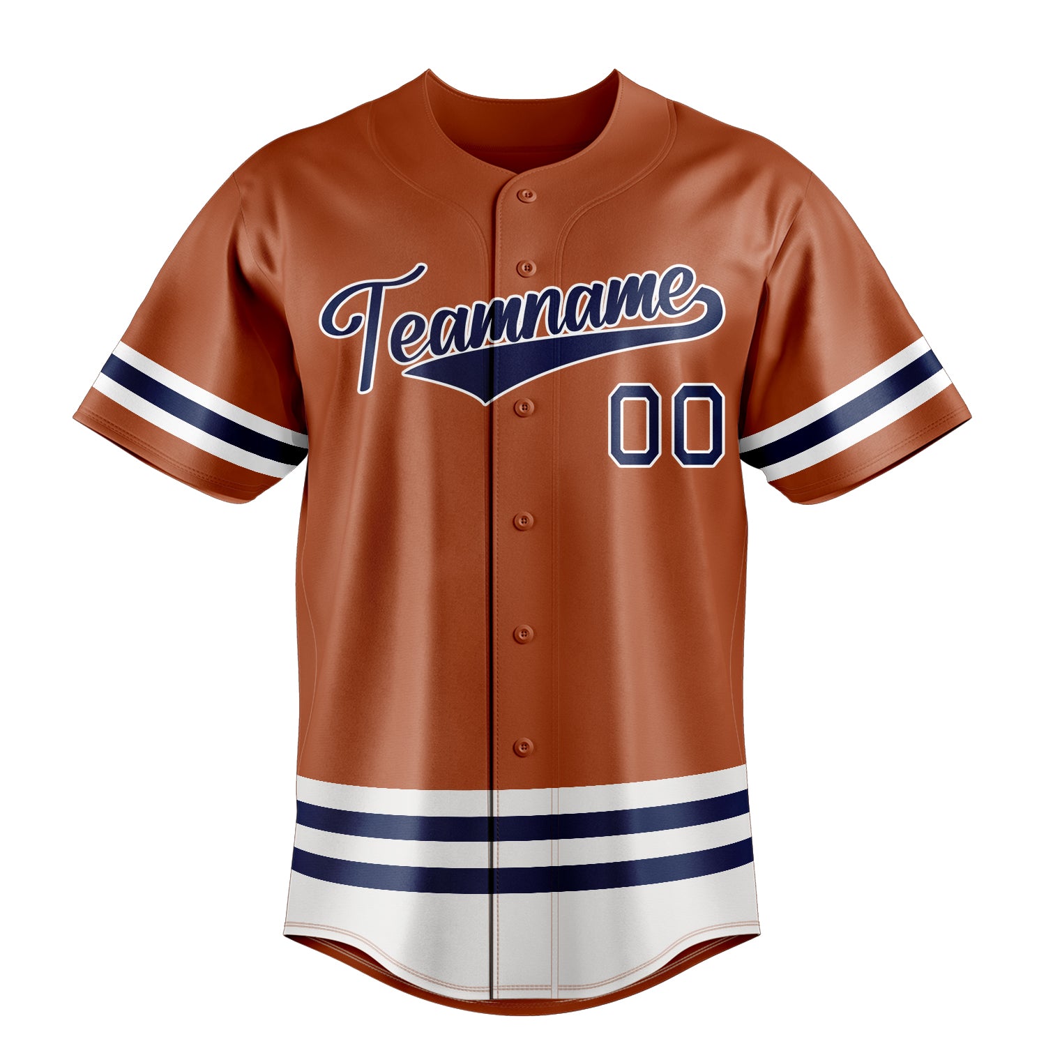 Personalized Texas Orange & Navy Double Stripe Fan Baseball Jersey