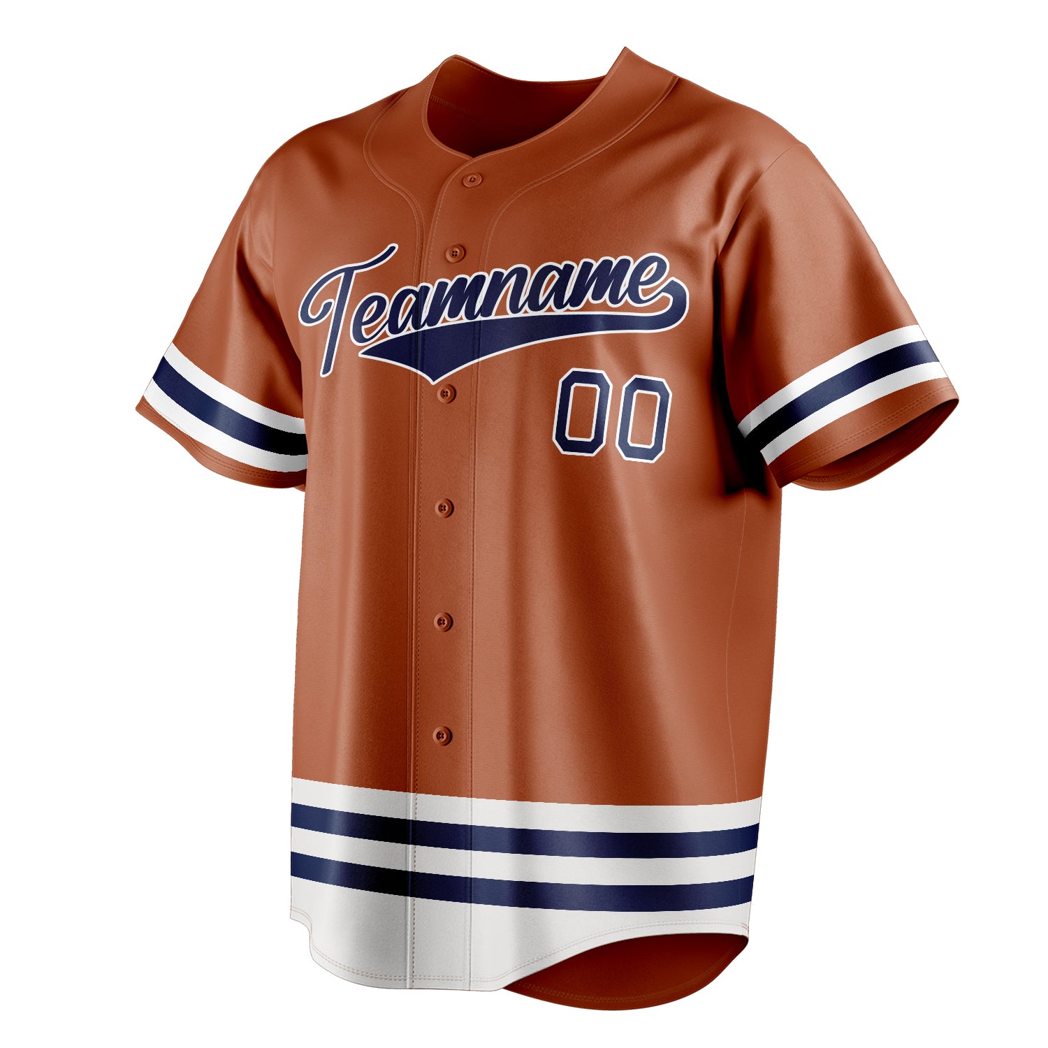 Personalized Texas Orange & Navy Double Stripe Fan Baseball Jersey