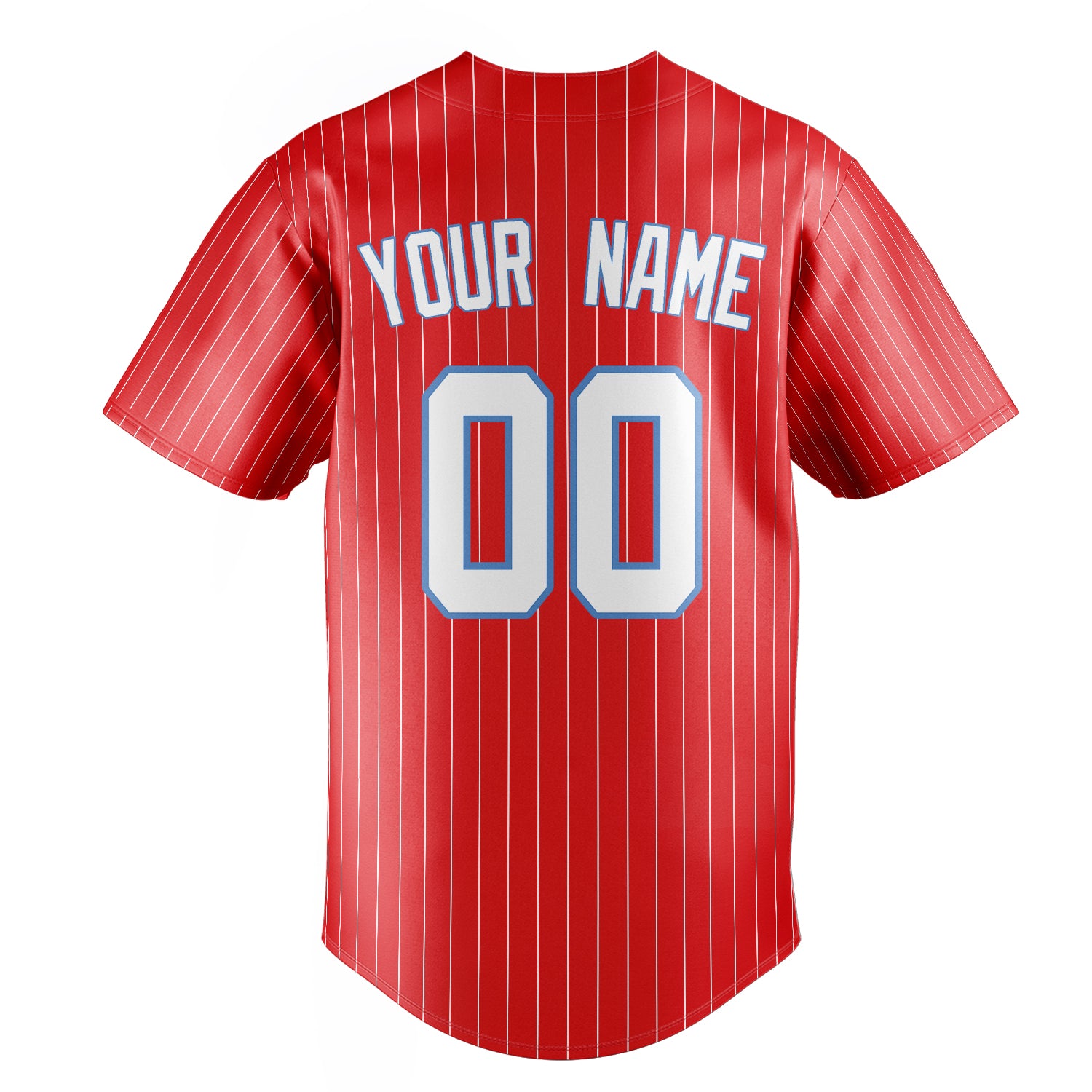 Personalized Red & White White Pinstripe Fan Baseball Jersey
