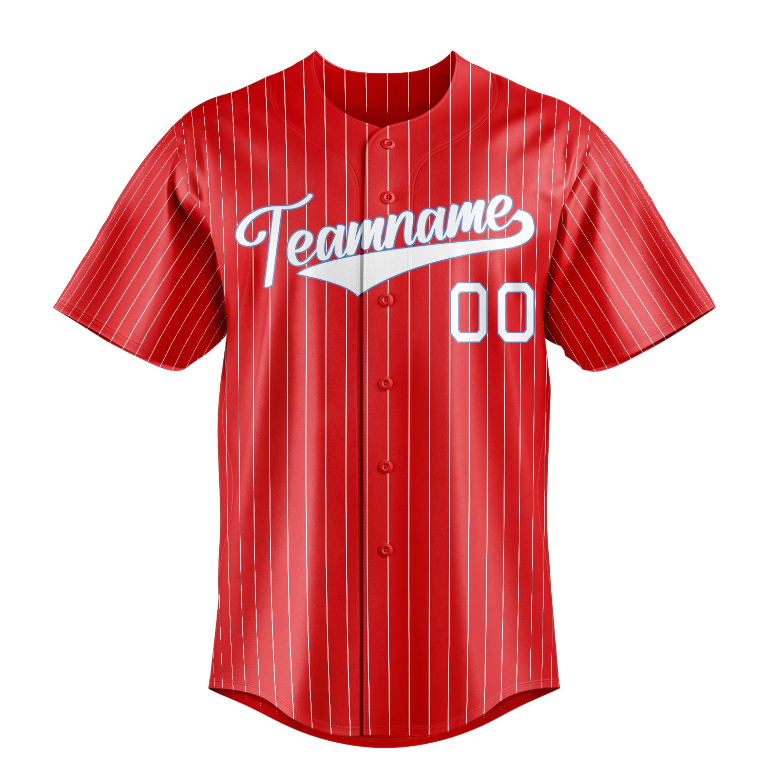 Personalized Red & White White Pinstripe Fan Baseball Jersey