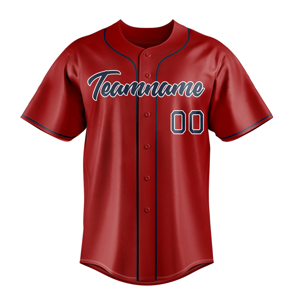 Personalized Red & Navy Color Fan Baseball Jersey