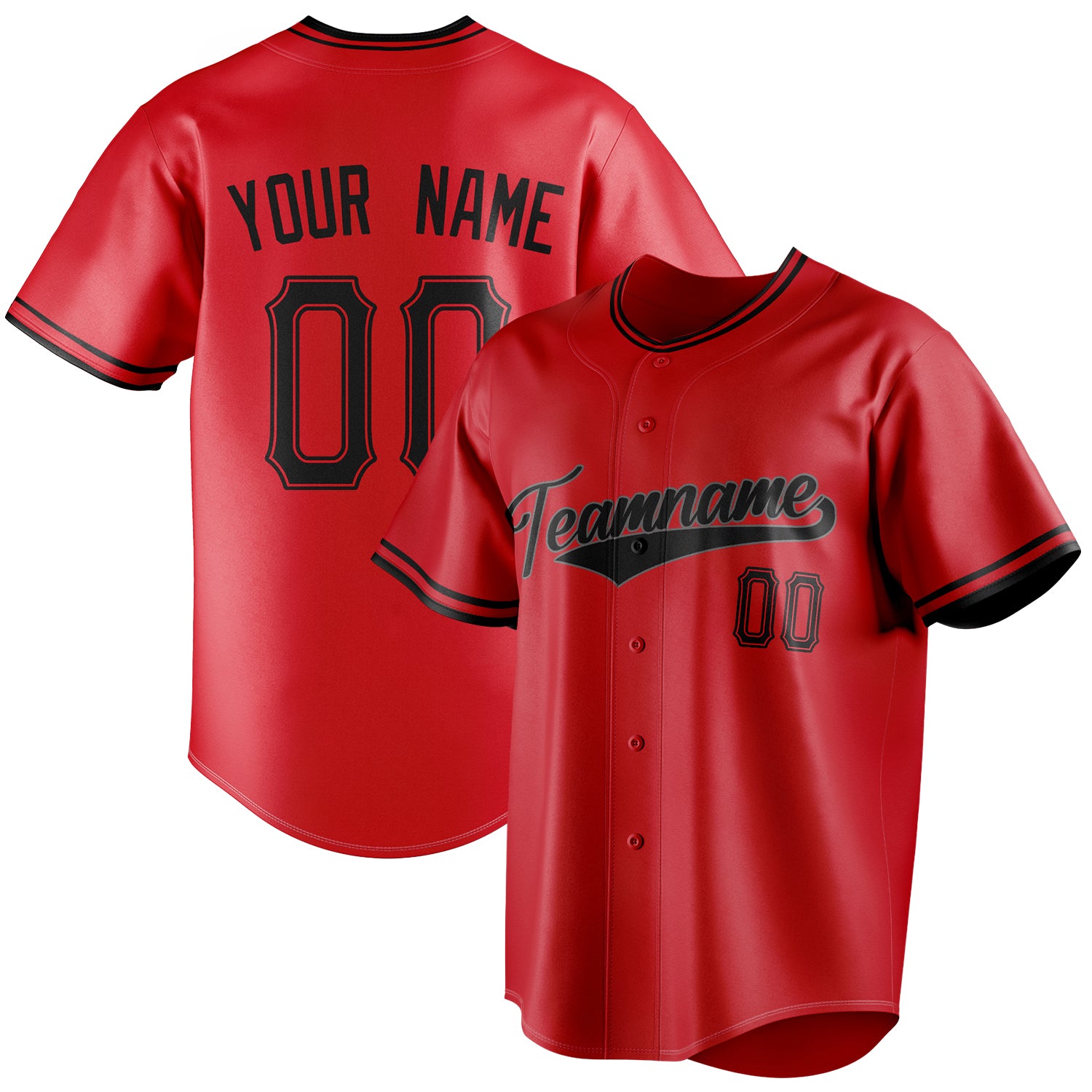 Personalized Red & Black Color Fan Baseball Jersey BB01240531XJ410