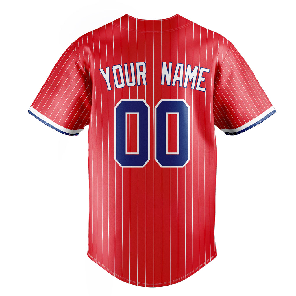 Personalized Red & White White Pinstripe Fan Baseball Jersey