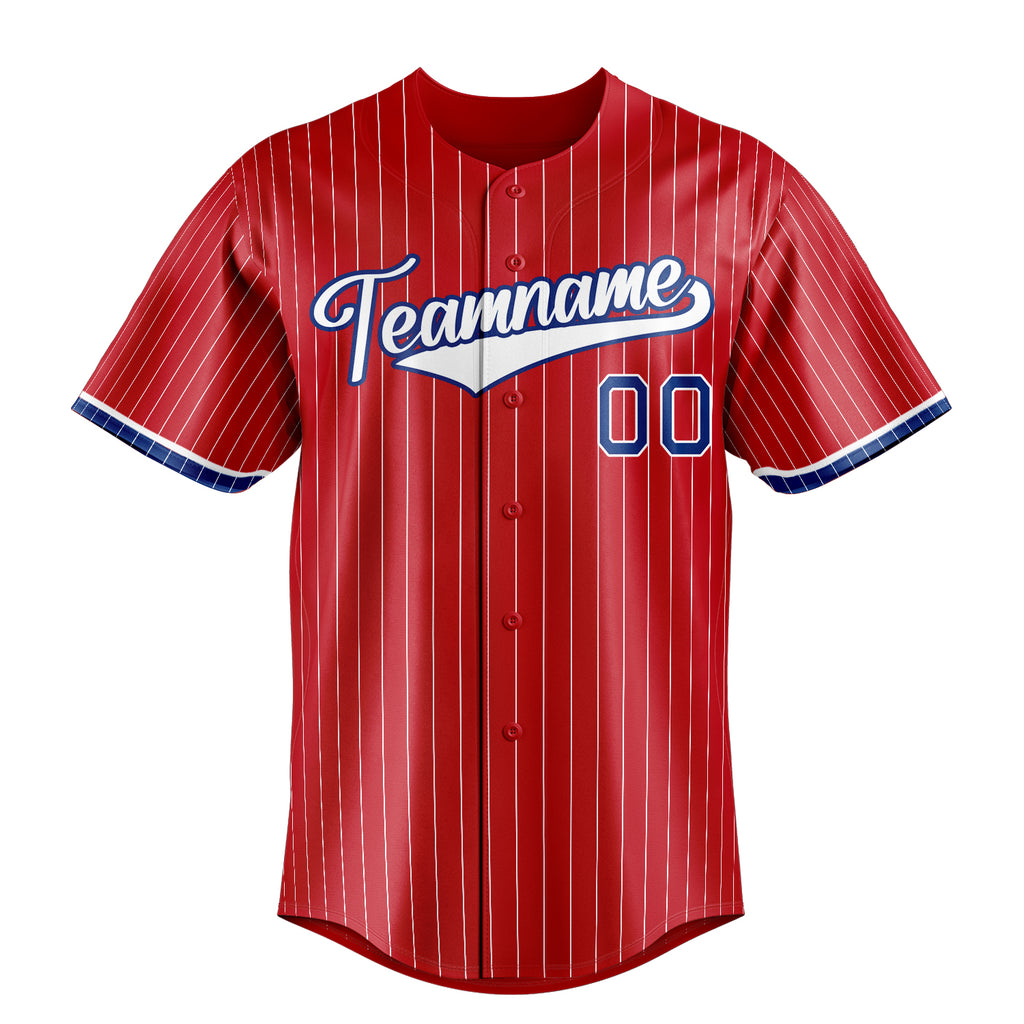 Personalized Red & White White Pinstripe Fan Baseball Jersey