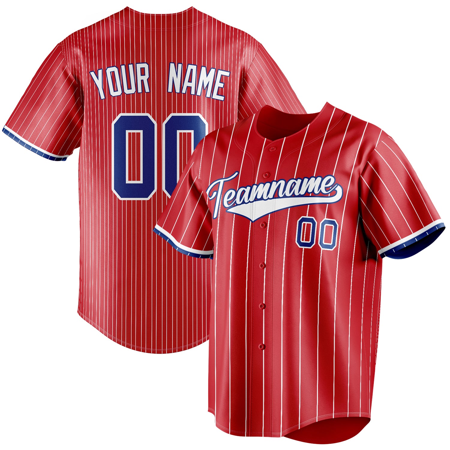 Personalized Red & White White Pinstripe Fan Baseball Jersey BB01240531XJ412