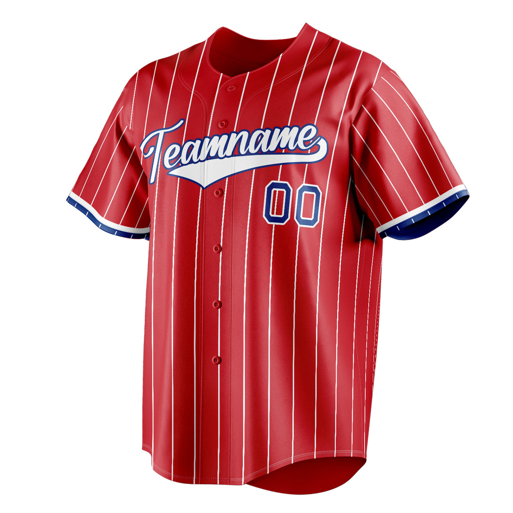 Personalized Red & White White Pinstripe Fan Baseball Jersey