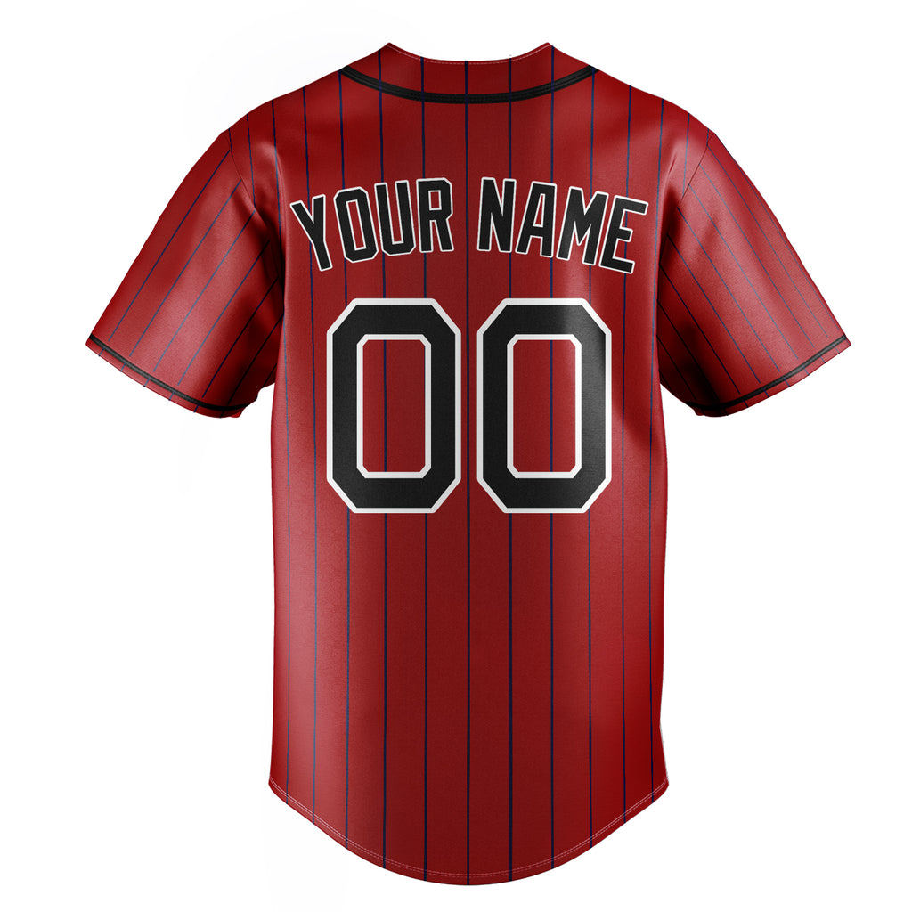 Personalized Red & Black Black Pinstripe Fan Baseball Jersey