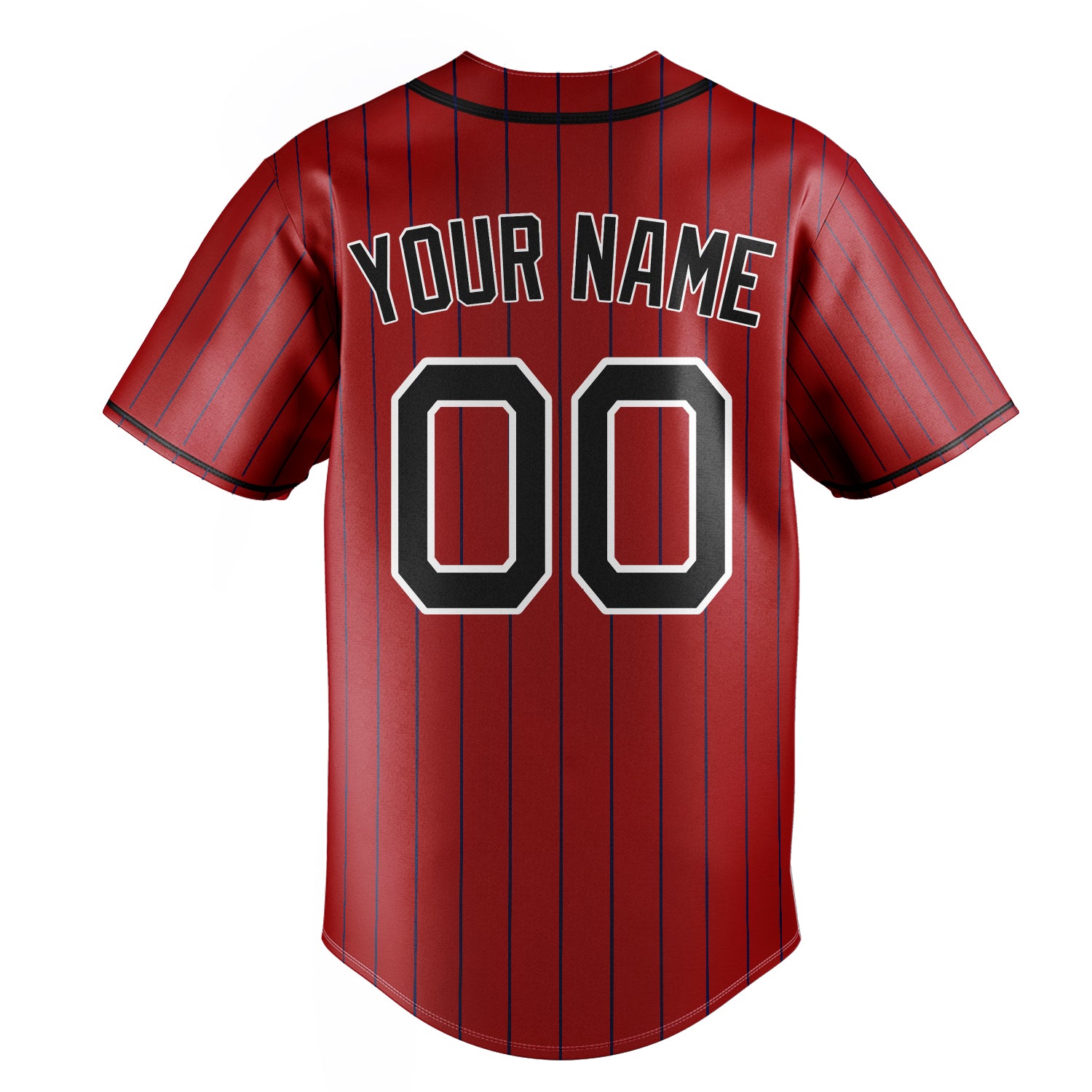 Personalized Red & Black Black Pinstripe Fan Baseball Jersey