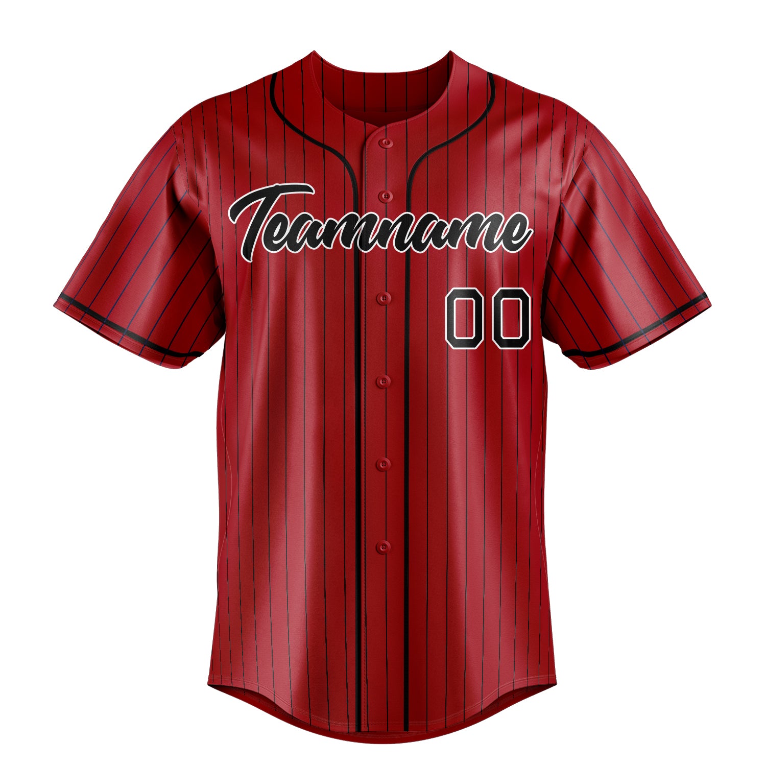 Personalized Red & Black Black Pinstripe Fan Baseball Jersey