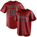 Personalized Red & Black Black Pinstripe Fan Baseball Jersey BB01240531XJ414