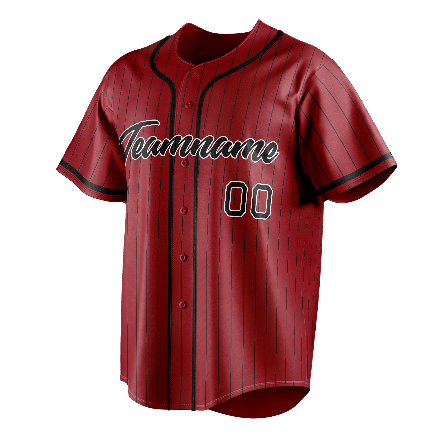 Personalized Red & Black Black Pinstripe Fan Baseball Jersey