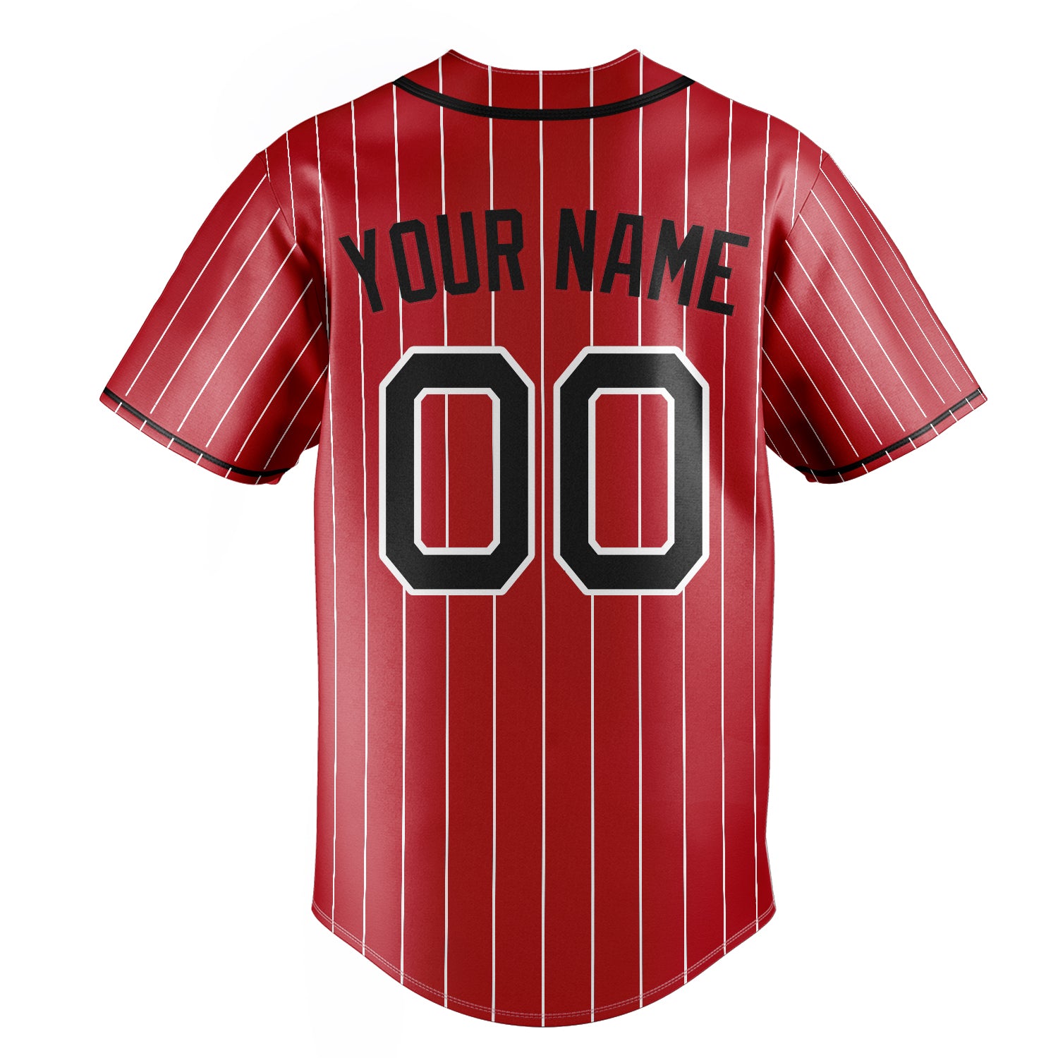 Personalized Red & Black White Pinstripe Fan Baseball Jersey